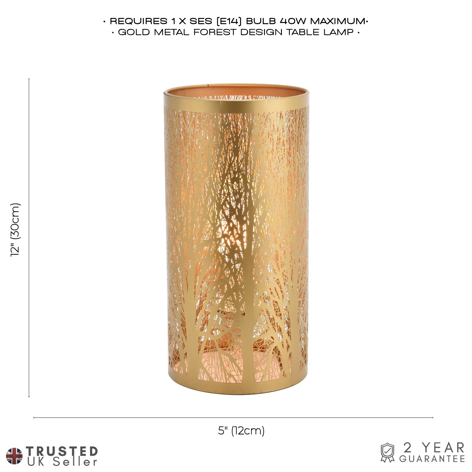 Unique and Beautiful Matte Gold Metal Forest Design Table Lamp with Cable Switch Image 7