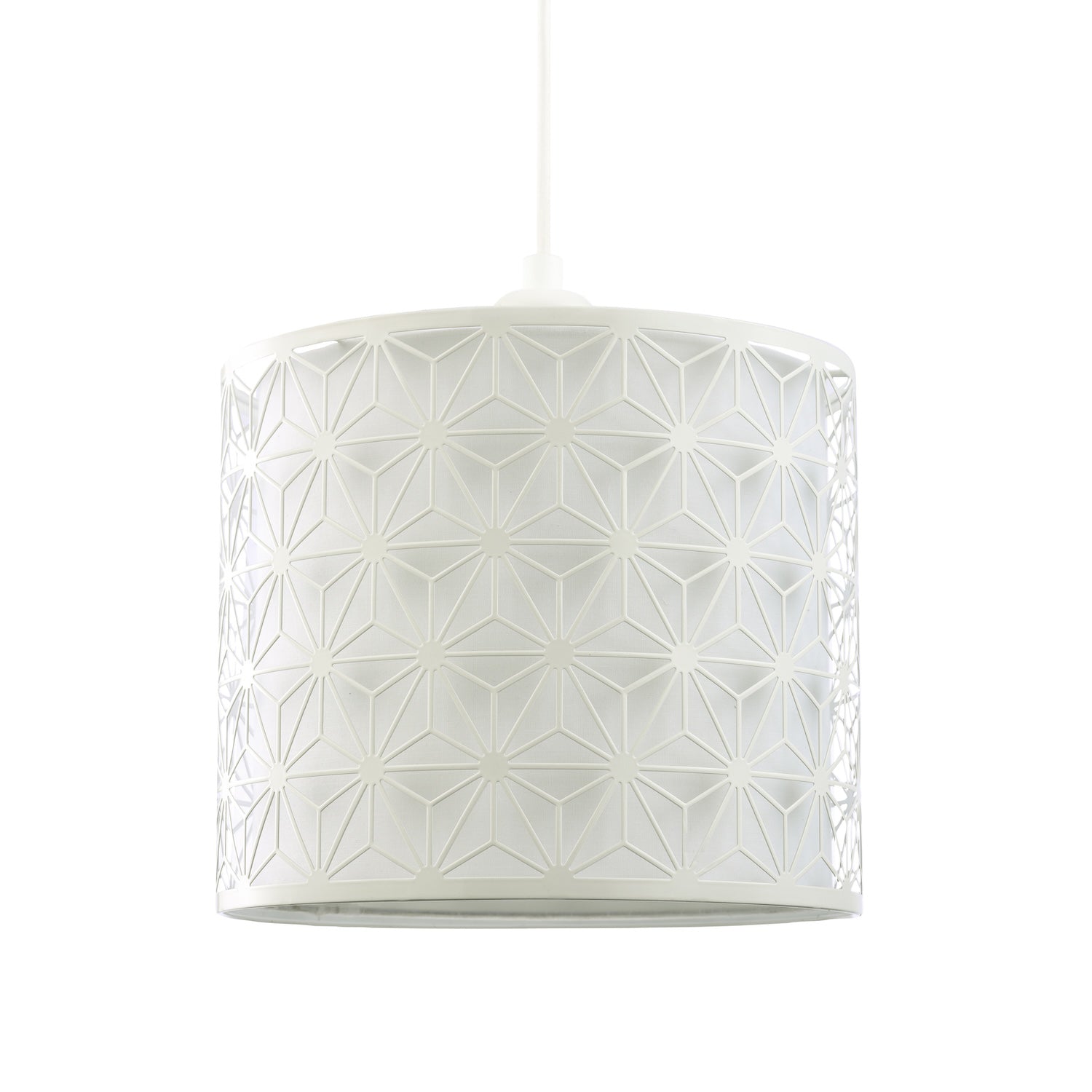 Modern Geometric Pendant Lighting Shade with Inner White Cotton Drum Diffuser Image 2