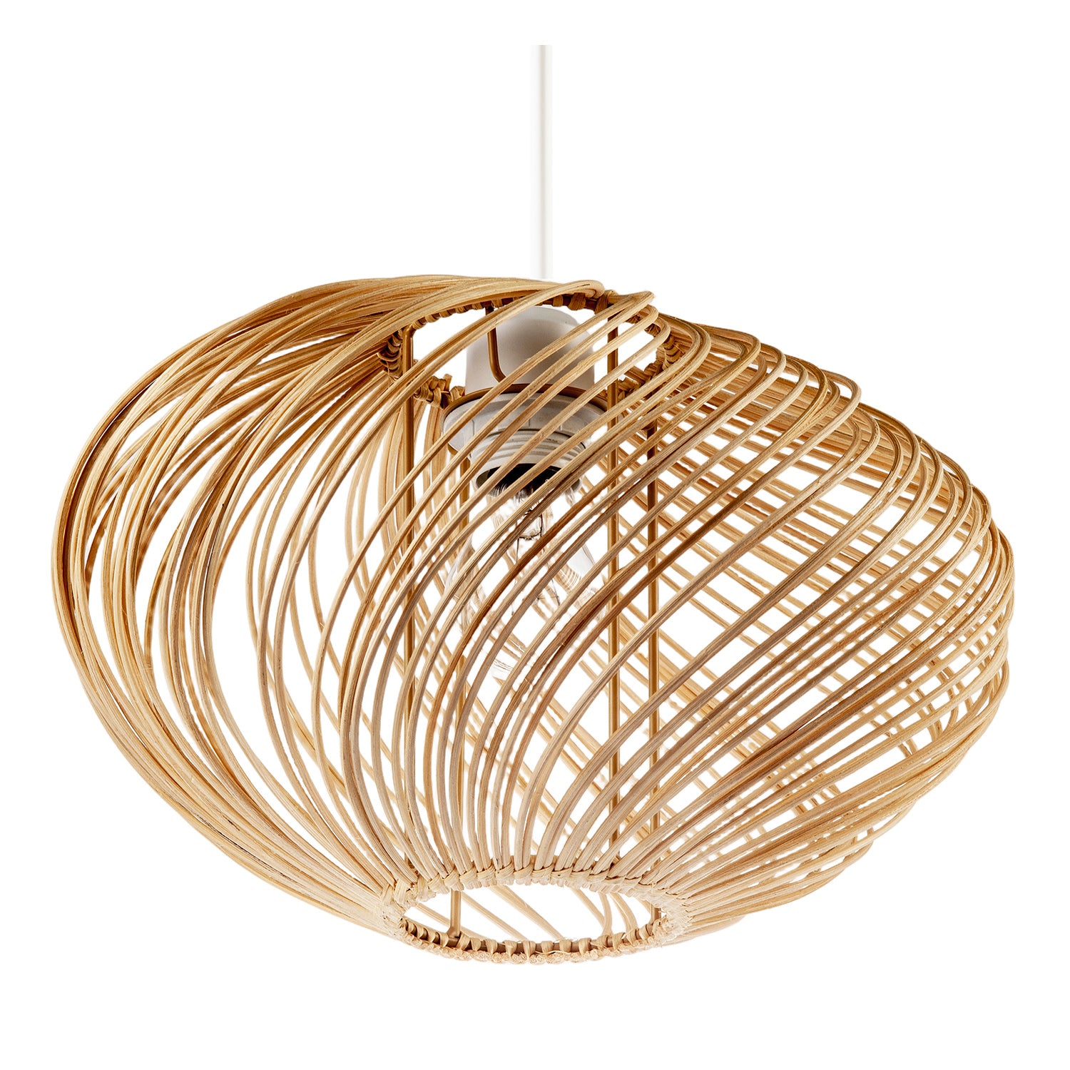 Contemporary Spiral Rattan Pendant Shade with Natural Light Finish Image 4