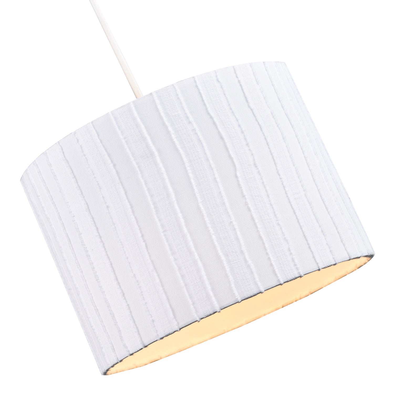 Unique Two Tone Double Patch White Cotton Circular Lamp Shade with Inner Lining Image 2