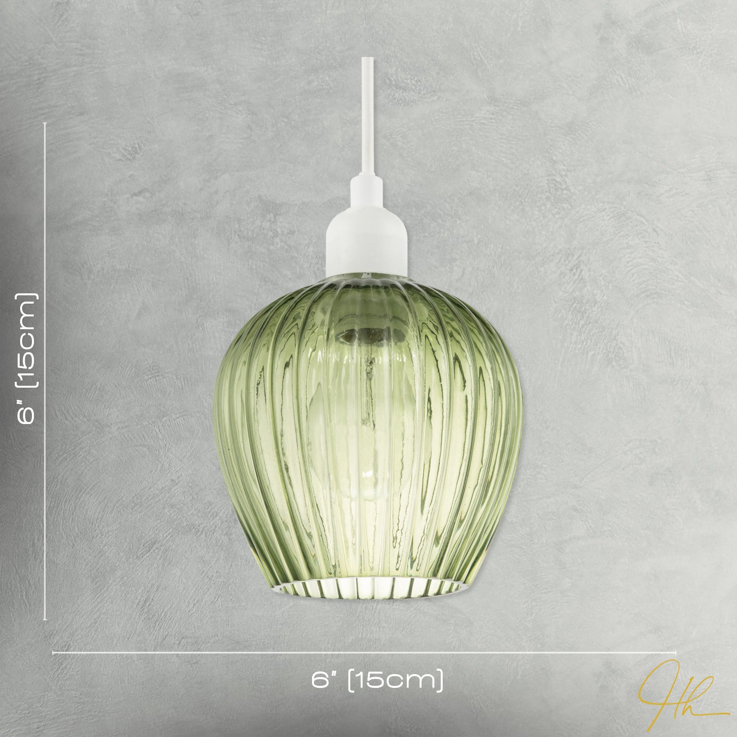 Modern Green Easy Fit Pendant Lighting Shade with Ridged Fluted Lines Image 7
