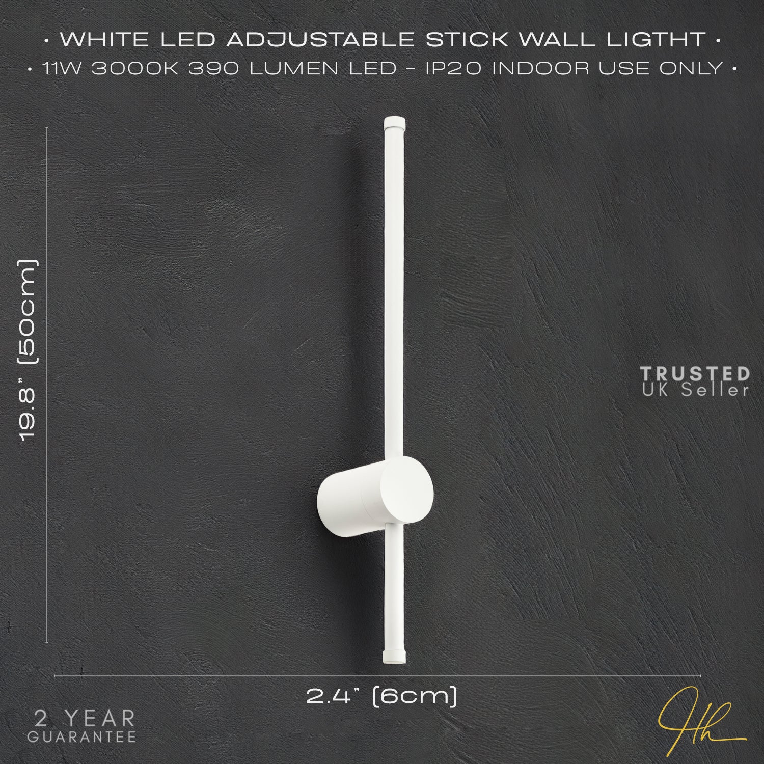 Modern and Sleek Stick Style Ambient LED Wall Light Fitting in Matt White Sand Image 5