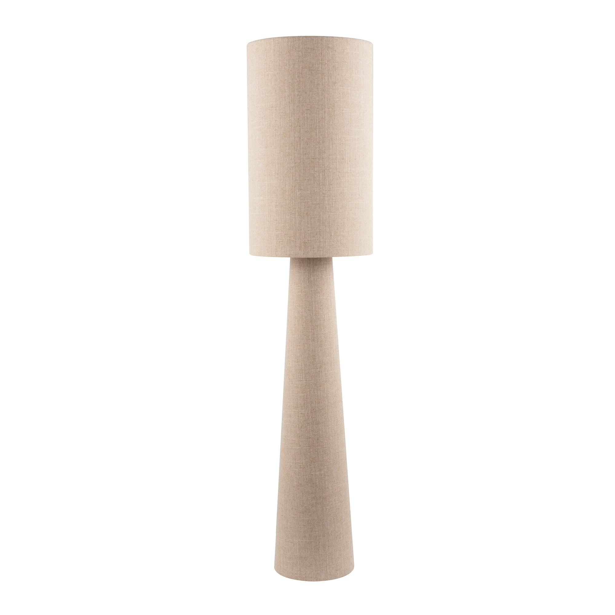 Modern Natural Oatmeal Linen Floor Lamp with Fabric Shade and Base Image 2