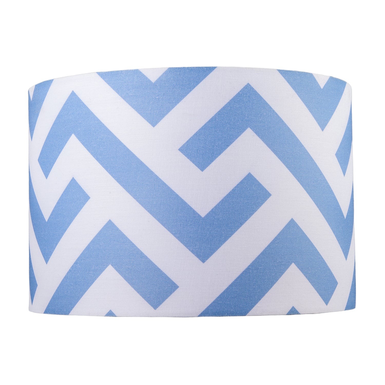Contemporary Sky Blue Fabric Lamp Shade with Geometric Chevron Pattern Image 4