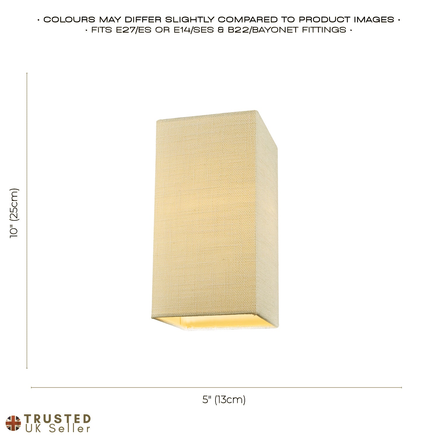 Modern and Stylish Textured Cream Linen Fabric Tall Rectangular 25cm Lampshade Image 6