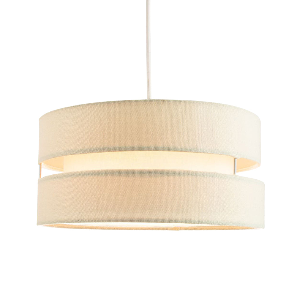 Contemporary Quality Cream Linen Fabric Triple Tier Ceiling Pendant Light Shade Image 2