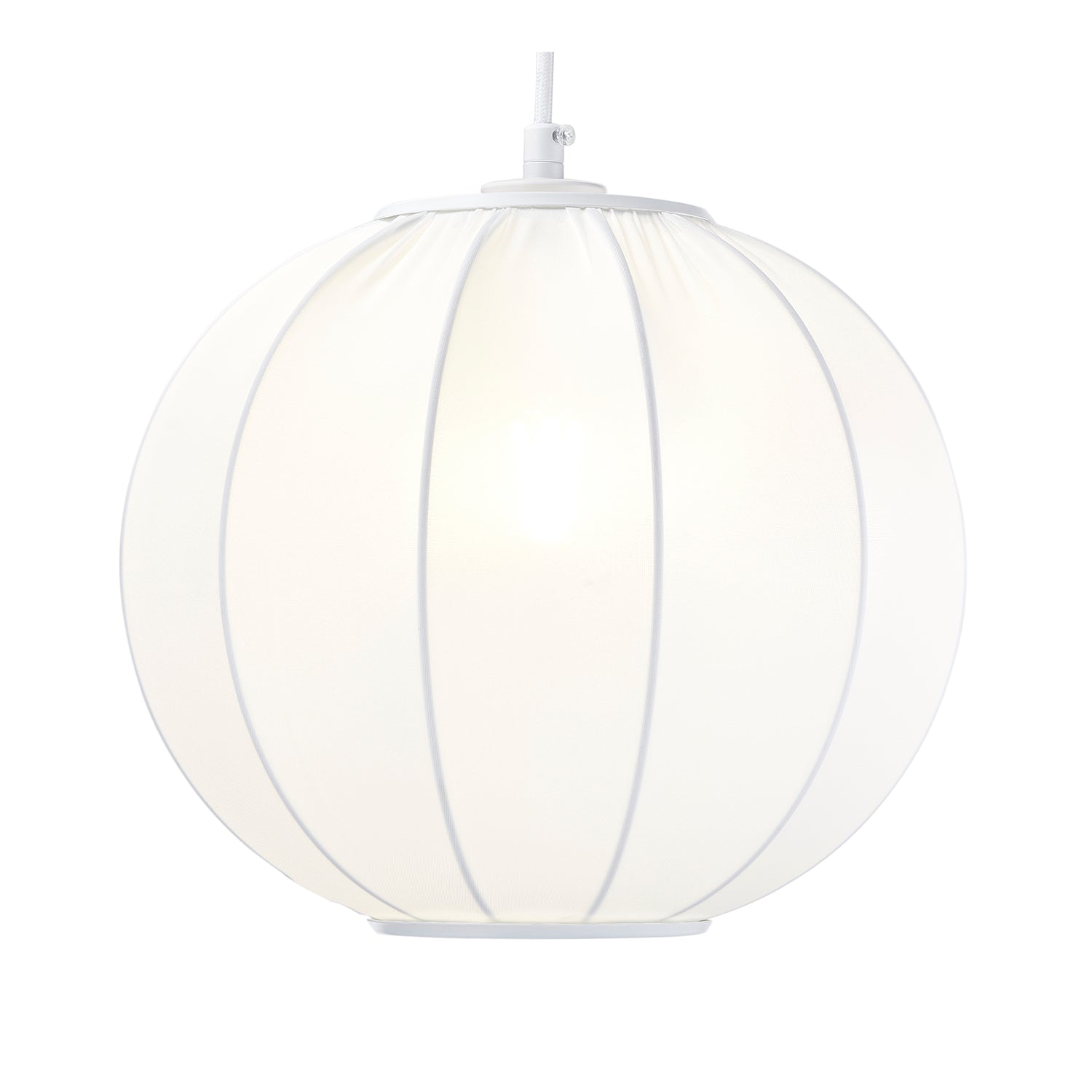 Modern Designer Ivory White Faux Silk Fabric Balloon Styled Pendant Lamp Shade Image 1