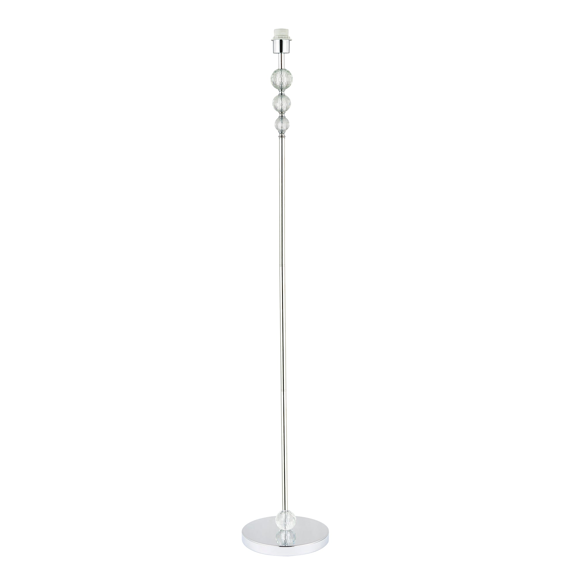 Modern Designer Chrome Floor Lamp Base with Clear Crystal Glass Faceted Spheres Image 1