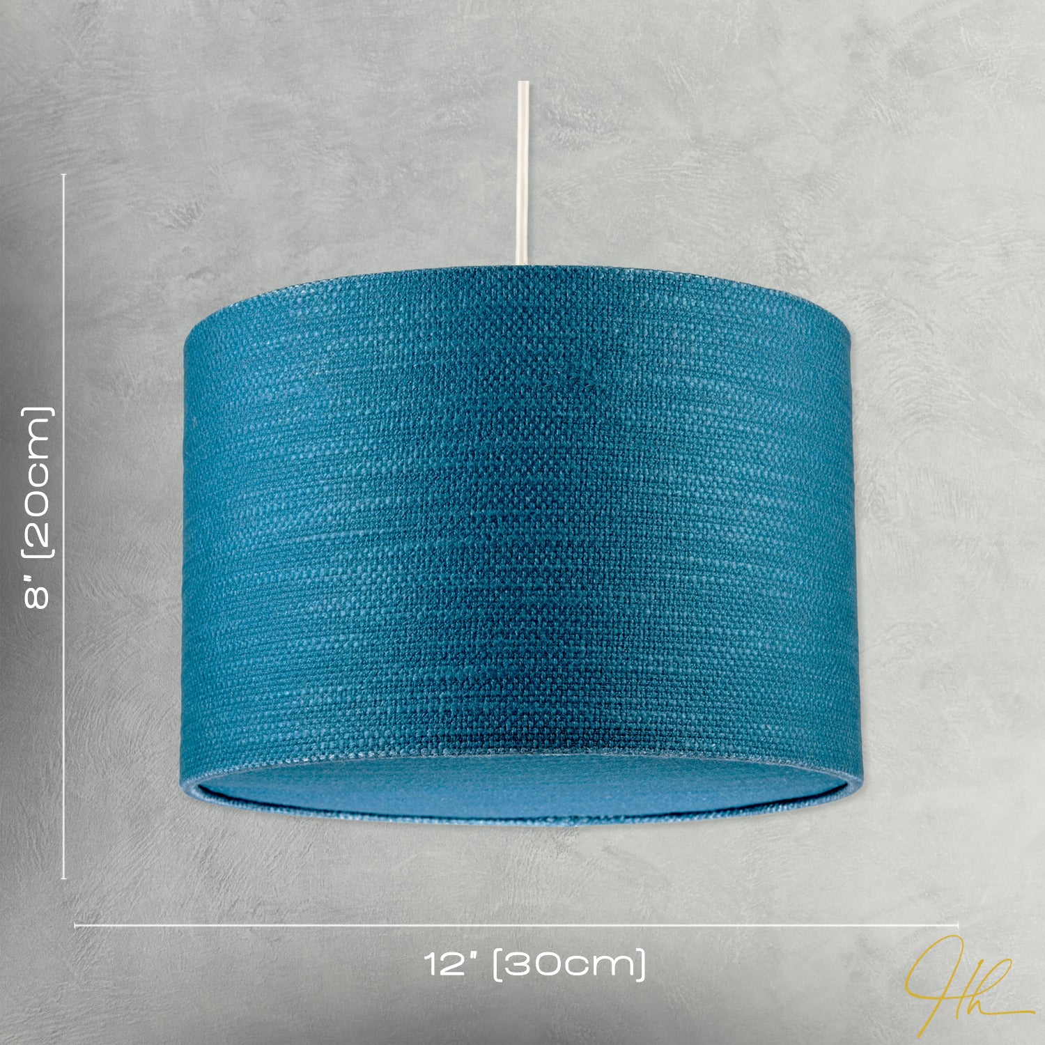 Biscay Bay Teal Textured Linen Pendant Lighting Shade with Diffuser Image 7