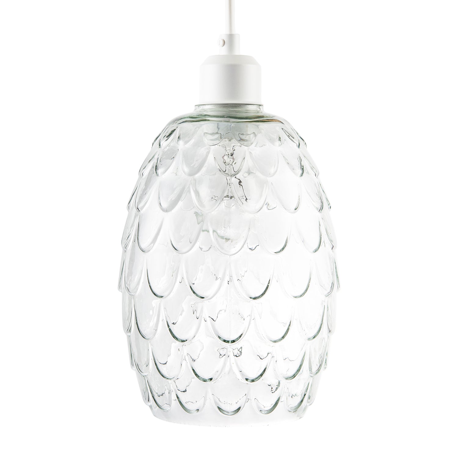 Modern Clear Embossed Glass Pendant Light shade with Scalloped Pattern Image 4