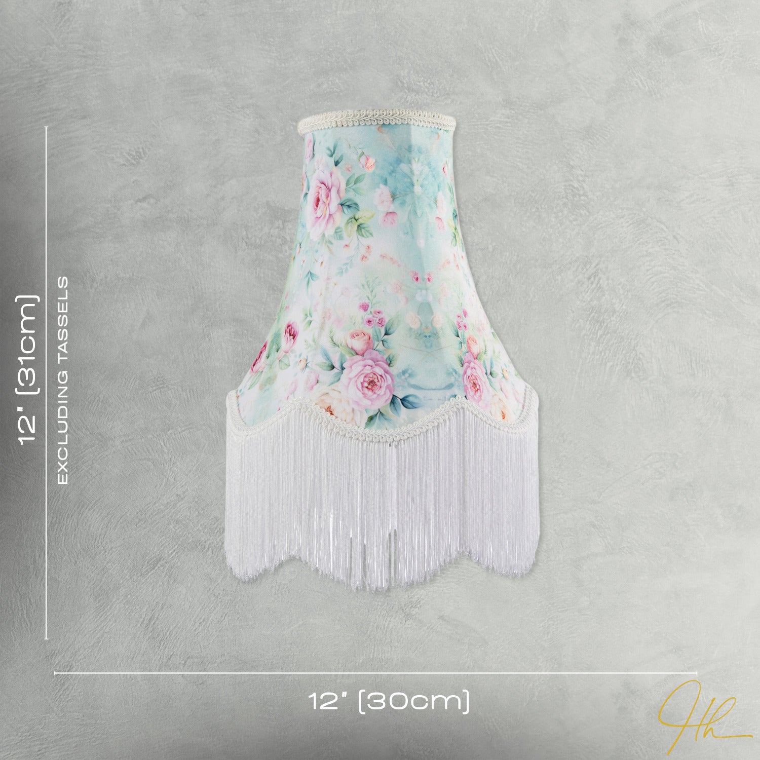 Victorian Styled Vintage Tall Teal and Green Lampshade with Pink Roses Image 7