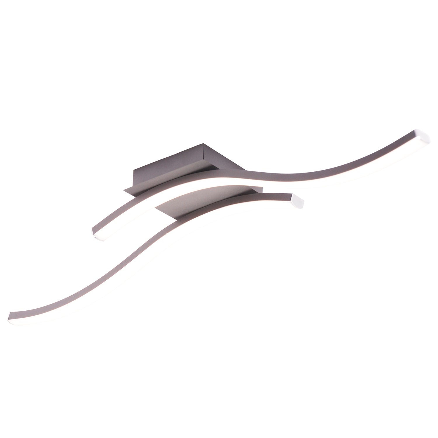Modern Double Wavy Strip Flush LED Powered Ceiling Light Fitting in Grey Sand Image 2