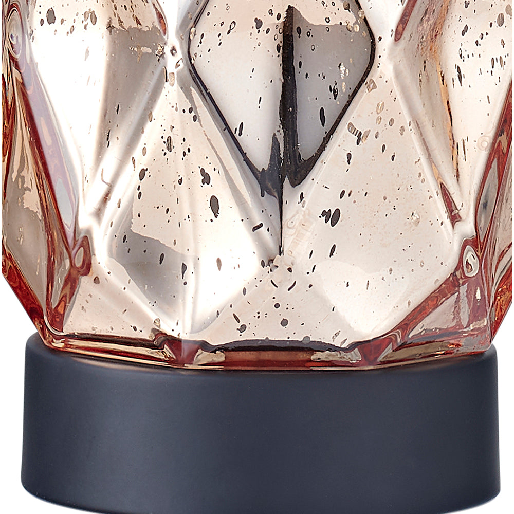 Modern and Unique Copper Geometric Glass Table Lamp with Crackle Effect - 21cm Image 4