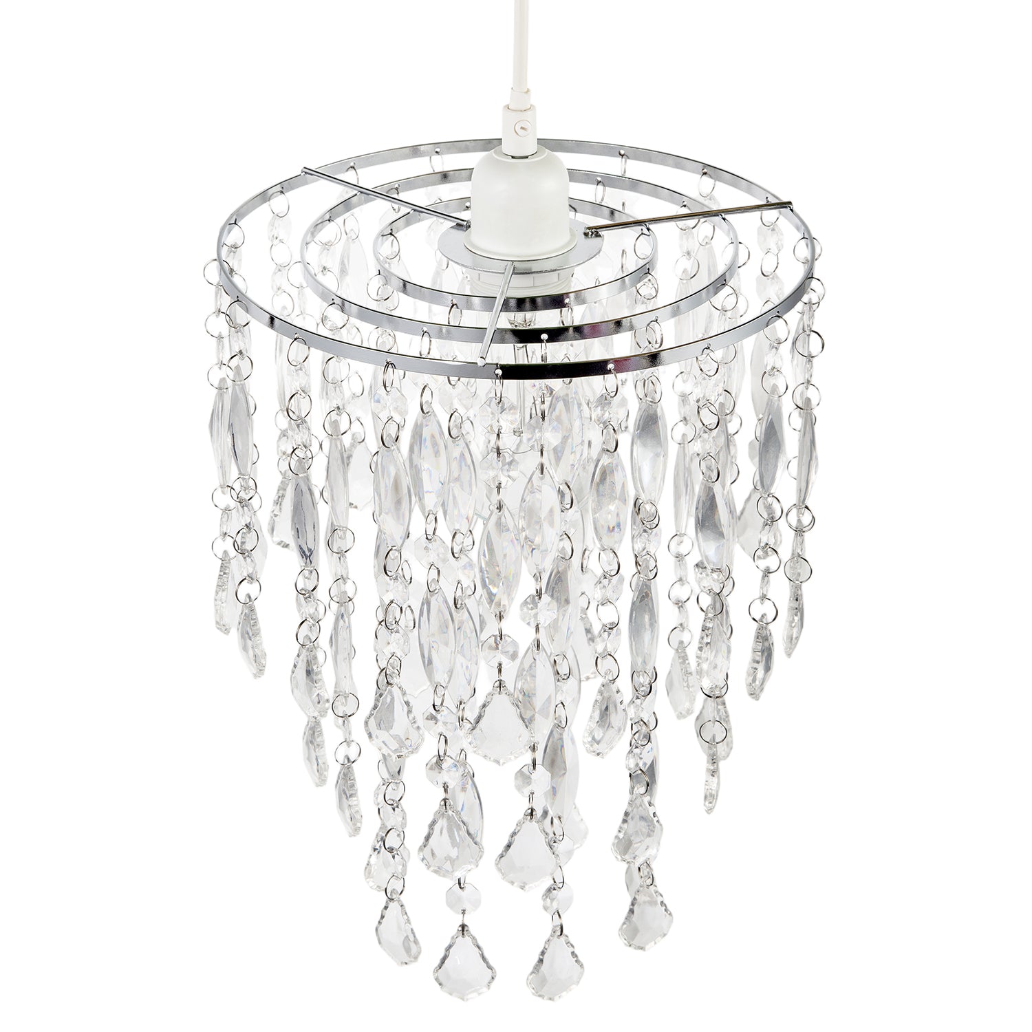 Chandelier Style Pendant Light Shade with Tiers of Clear Acrylic Drops Image 4