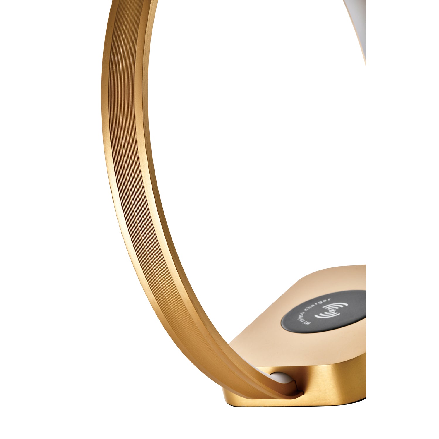 Brushed Gold Touch Dimmer LED Table Lamp with Qi Wireless Charger and USB-C Port Image 5