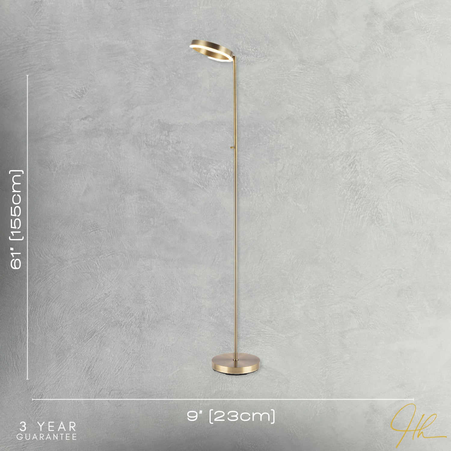 Modern LED Halo Ring Floor Lamp in Antique Brass with CCT Dimmer Image 7