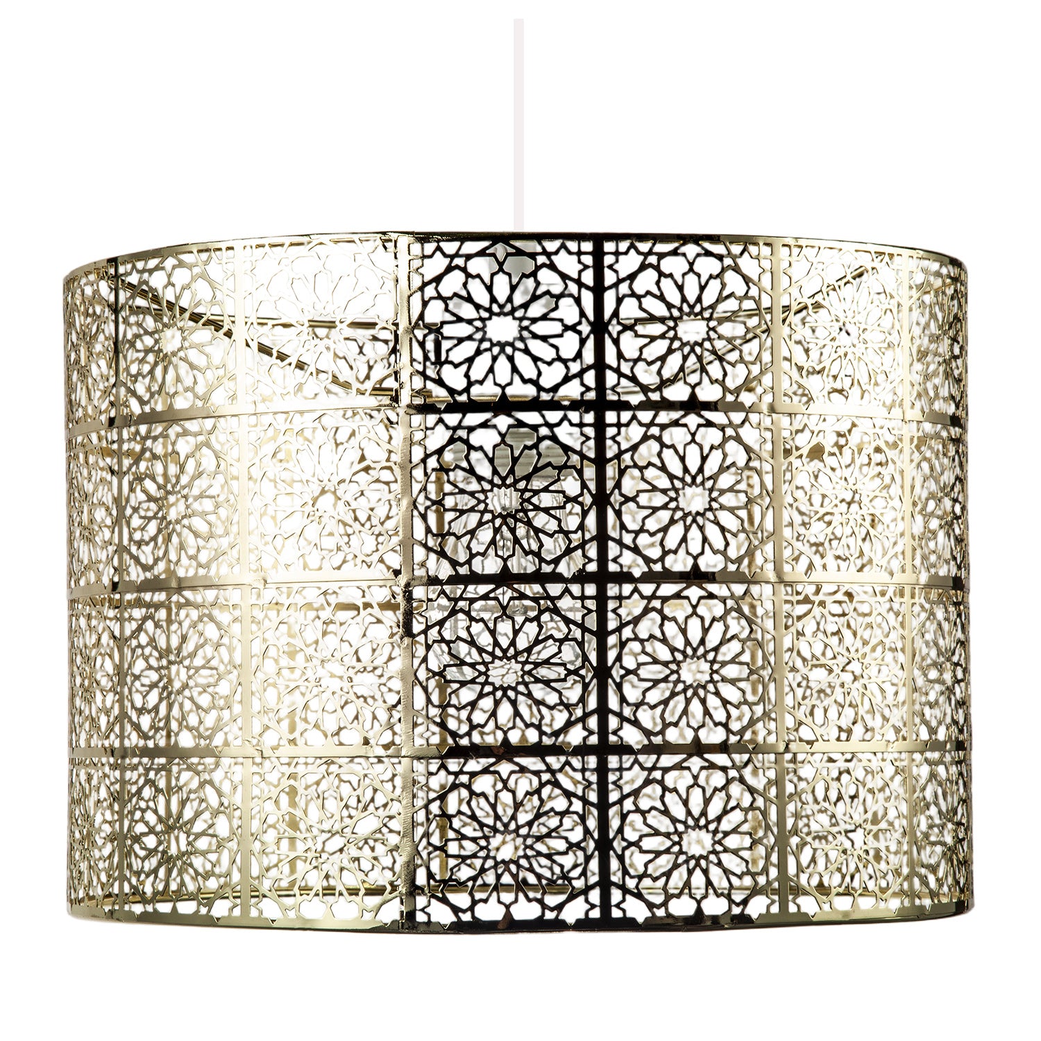 Moroccan Inspired Ceiling Pendant Light Shade in Plated Gold Finish Image 4