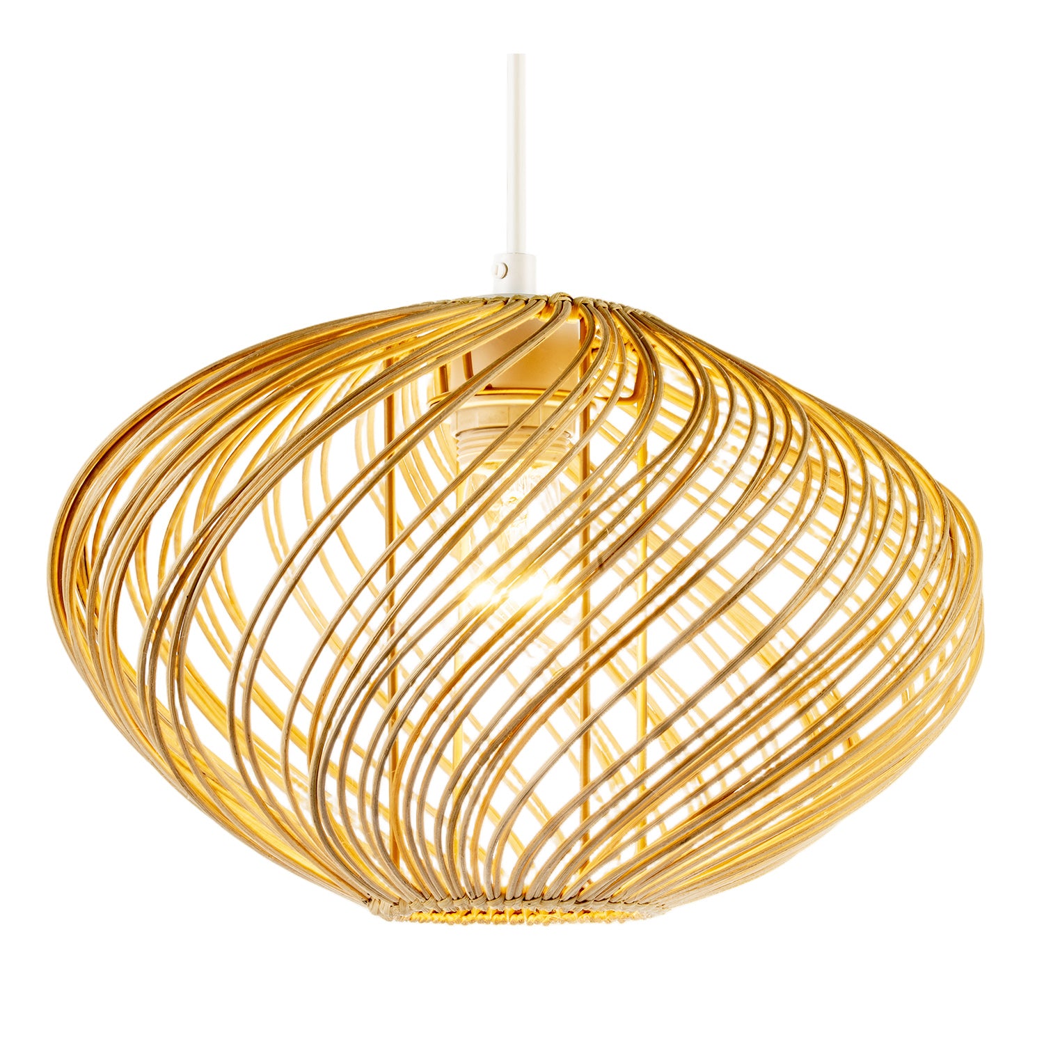 Contemporary Spiral Rattan Pendant Shade with Natural Light Finish Image 2
