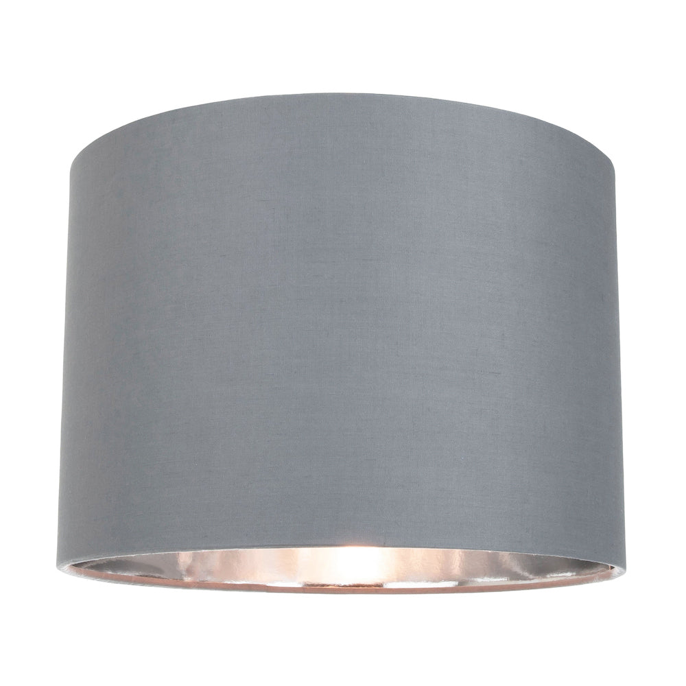 Contemporary Grey Cotton 12" Table/Pendant Lamp Shade with Shiny Silver Inner Image 1