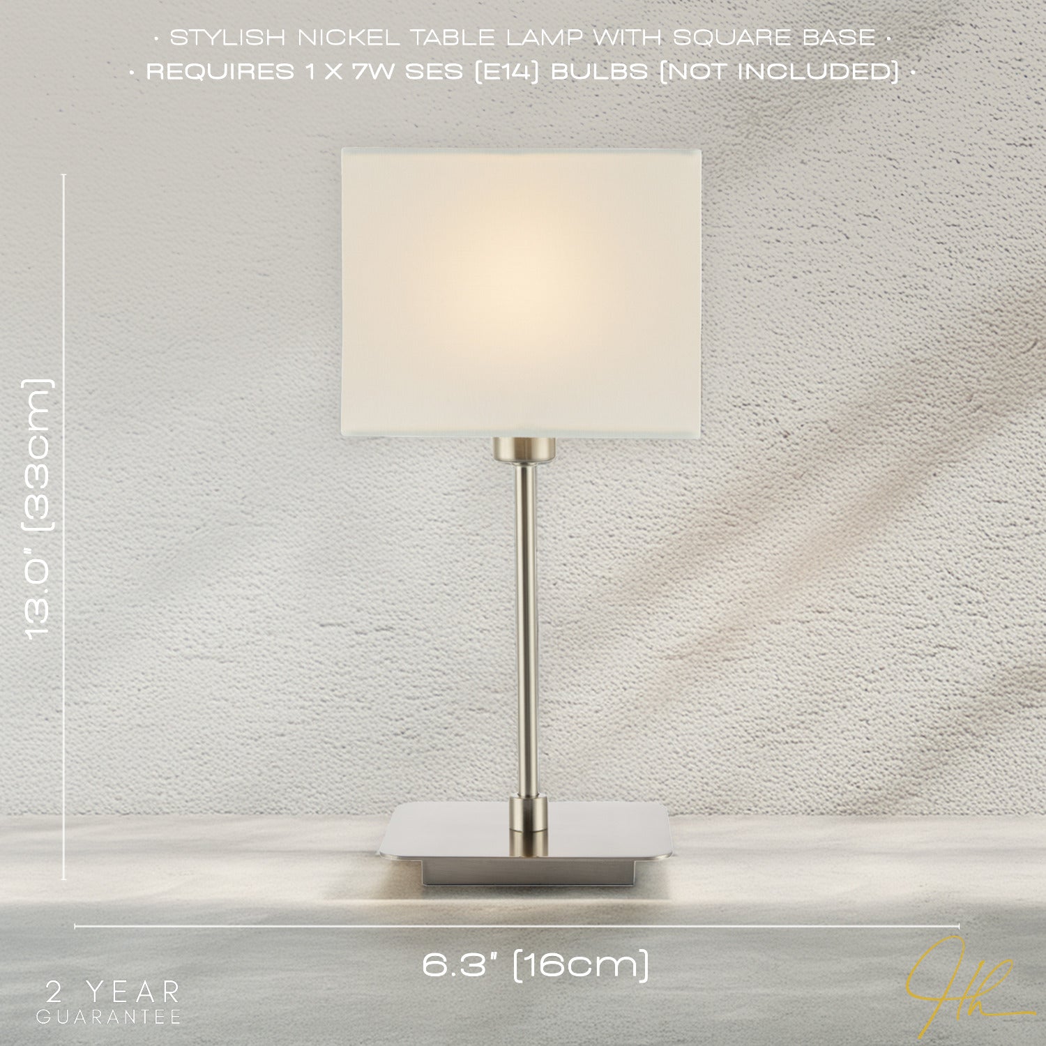 Contemporary Satin Nickel Bedside Table Lamp with White Cotton Fabric Shade Image 6