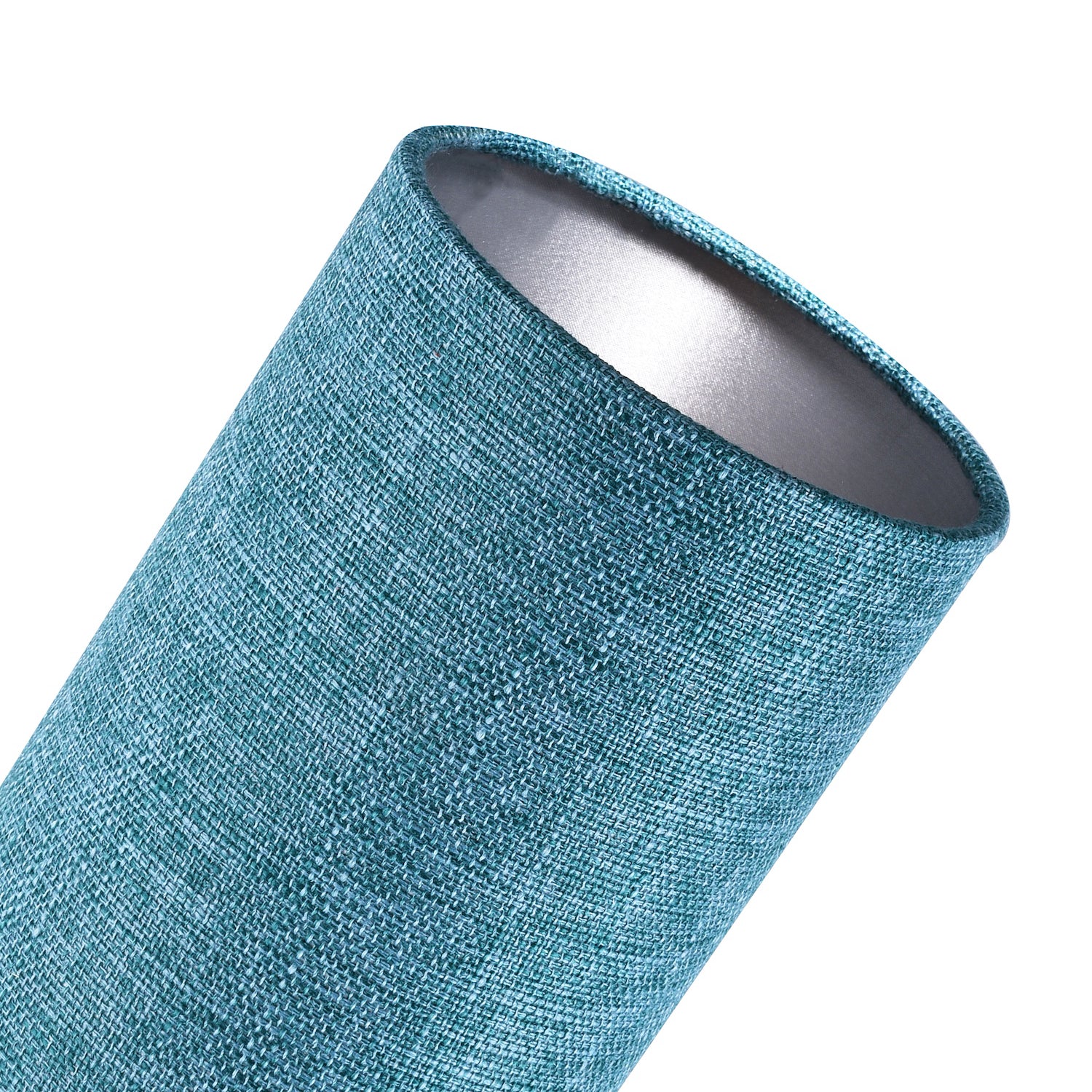 Modern and Stylish Textured Teal Linen Fabric Tall Cylindrical 25cm Lampshade Image 3