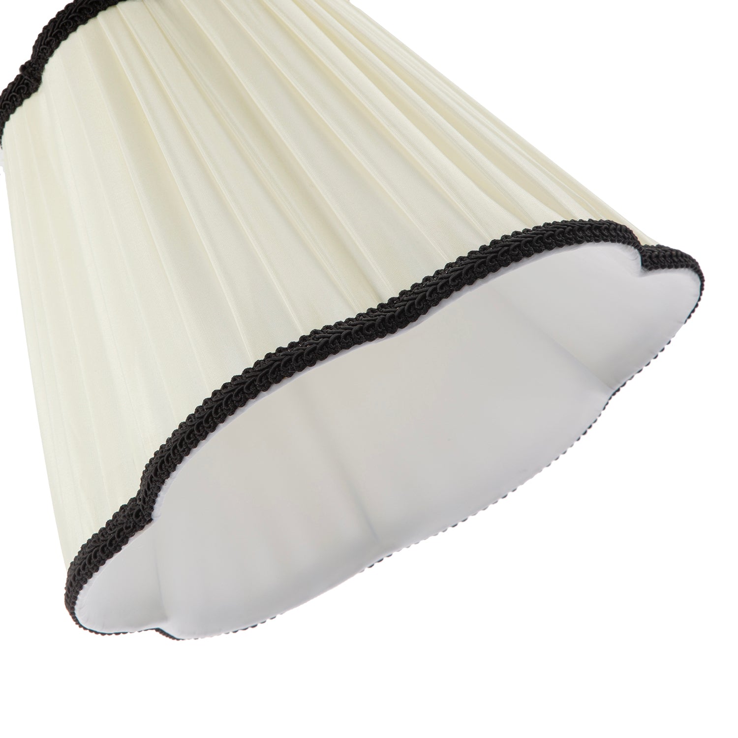 Ivory White Victorian Pleated Faux Silk Lamp Shade with Black Trims Image 4