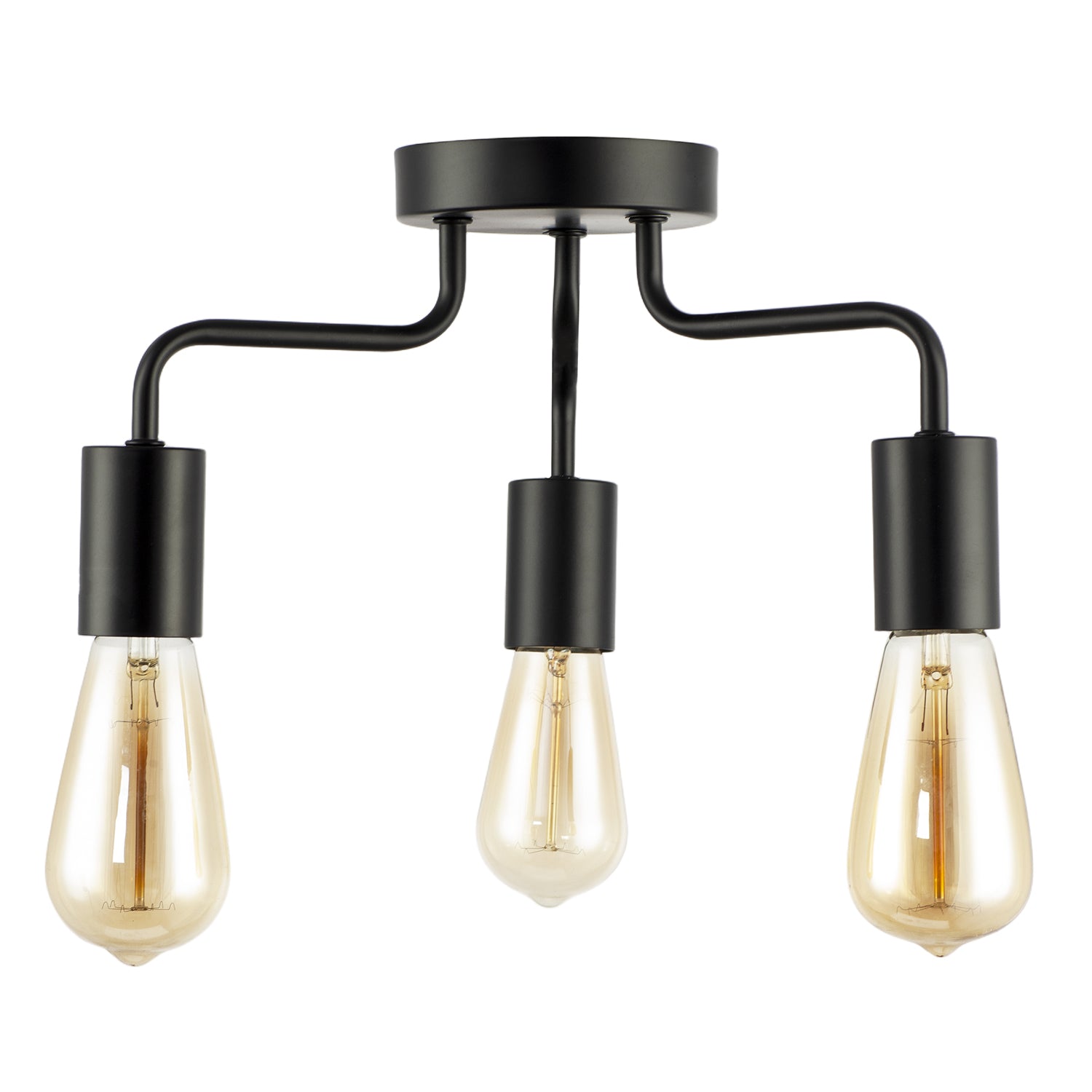 Matte Black Semi Flush Ceiling Light to Showcase Filament Bulbs Image 1
