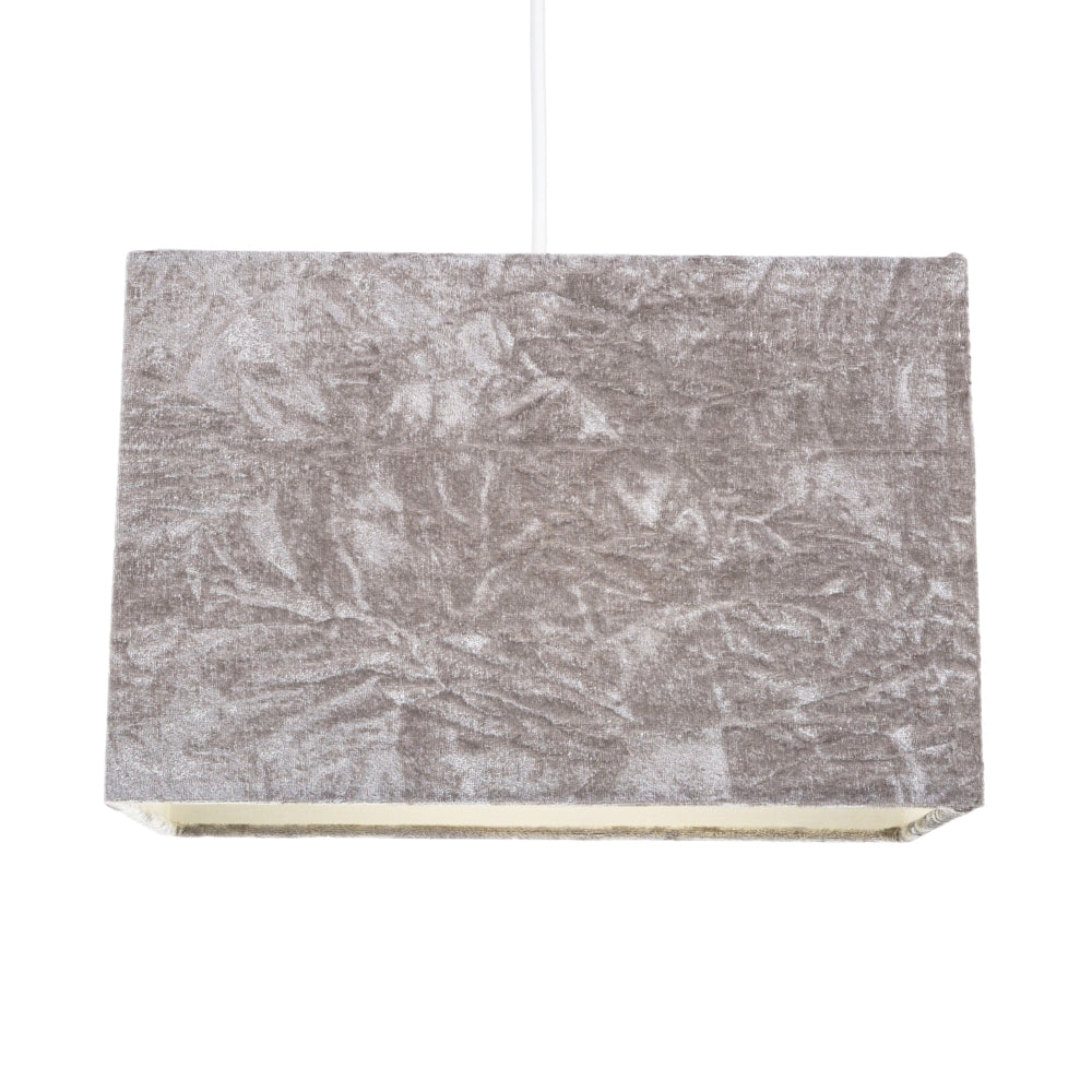 Contemporary Designer Shiny Silver Crushed Velvet Fabric Rectangular Lamp Shade Image 2