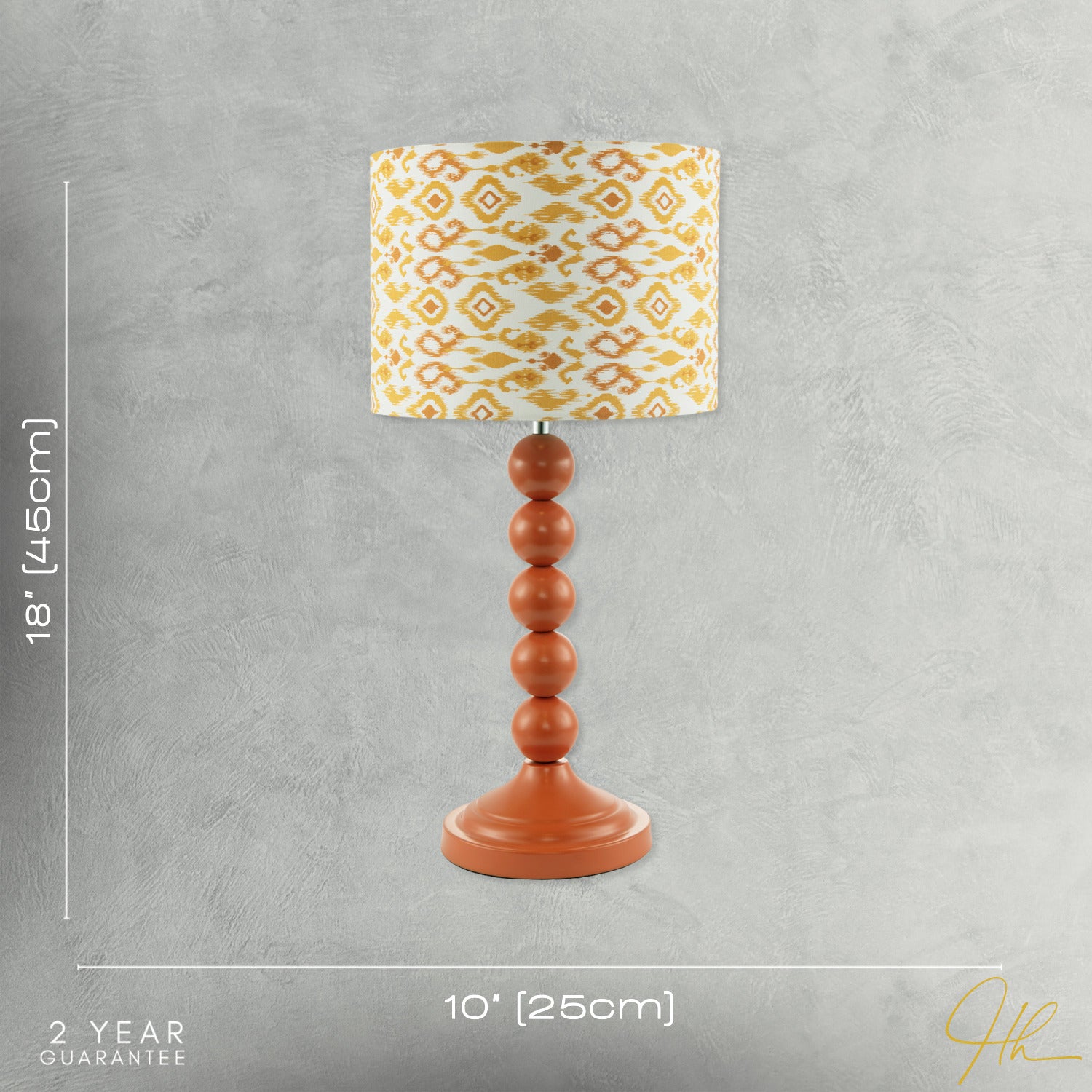 Chic Orange Table Lamp with Aztec Style Yellow and Orange Fabric Shade Image 7