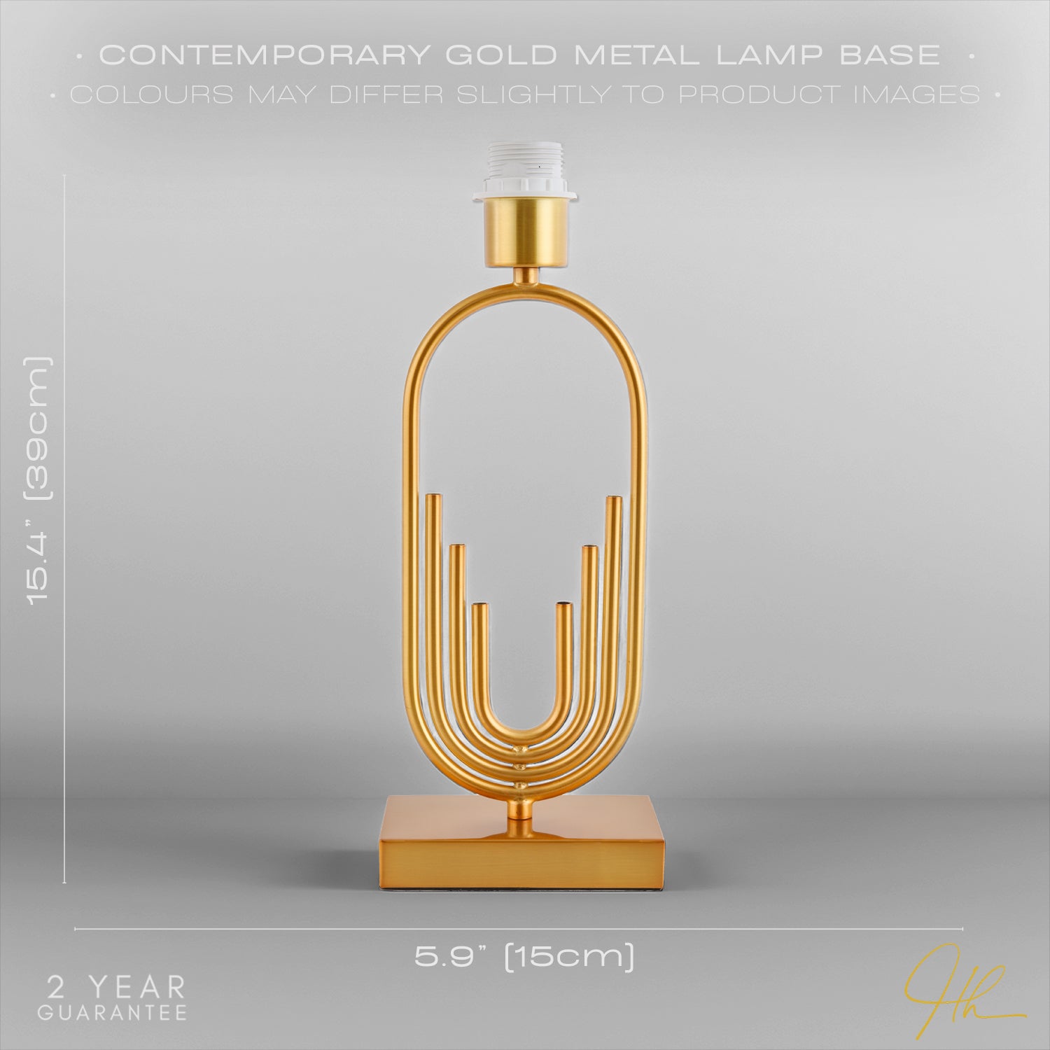 Contemporary Oval Satin Gold Table Lamp Base with Inner Half Oval Pipes Design Image 6