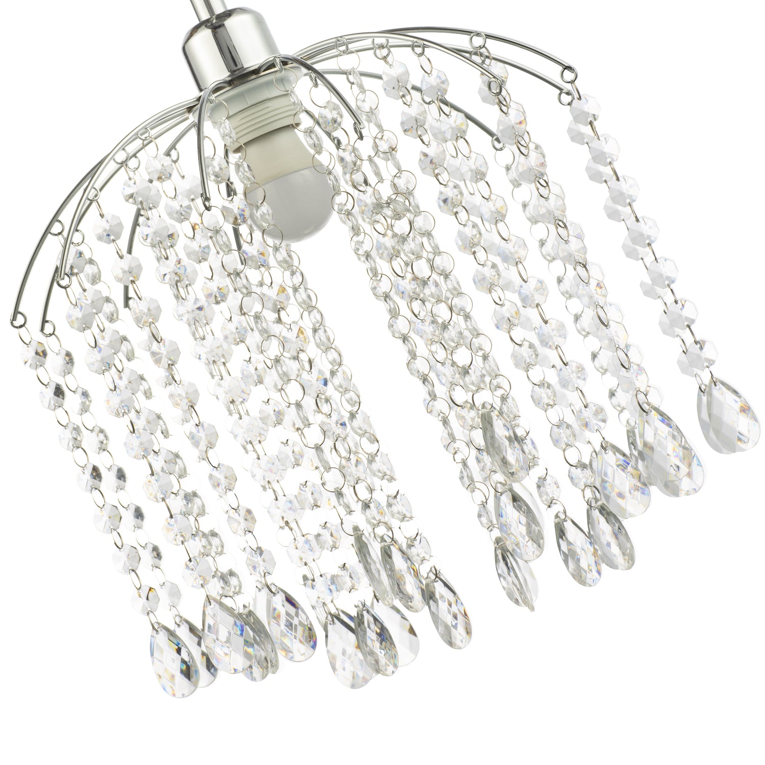 Waterfall Pendant Lamp Shade with Clear Acrylic Droplets and Chrome Metal Frame Image 2