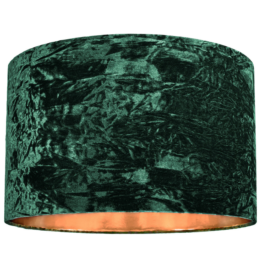 Modern Green Crushed Velvet 20" Floor/Pendant Lampshade with Shiny Copper Inner Image 1