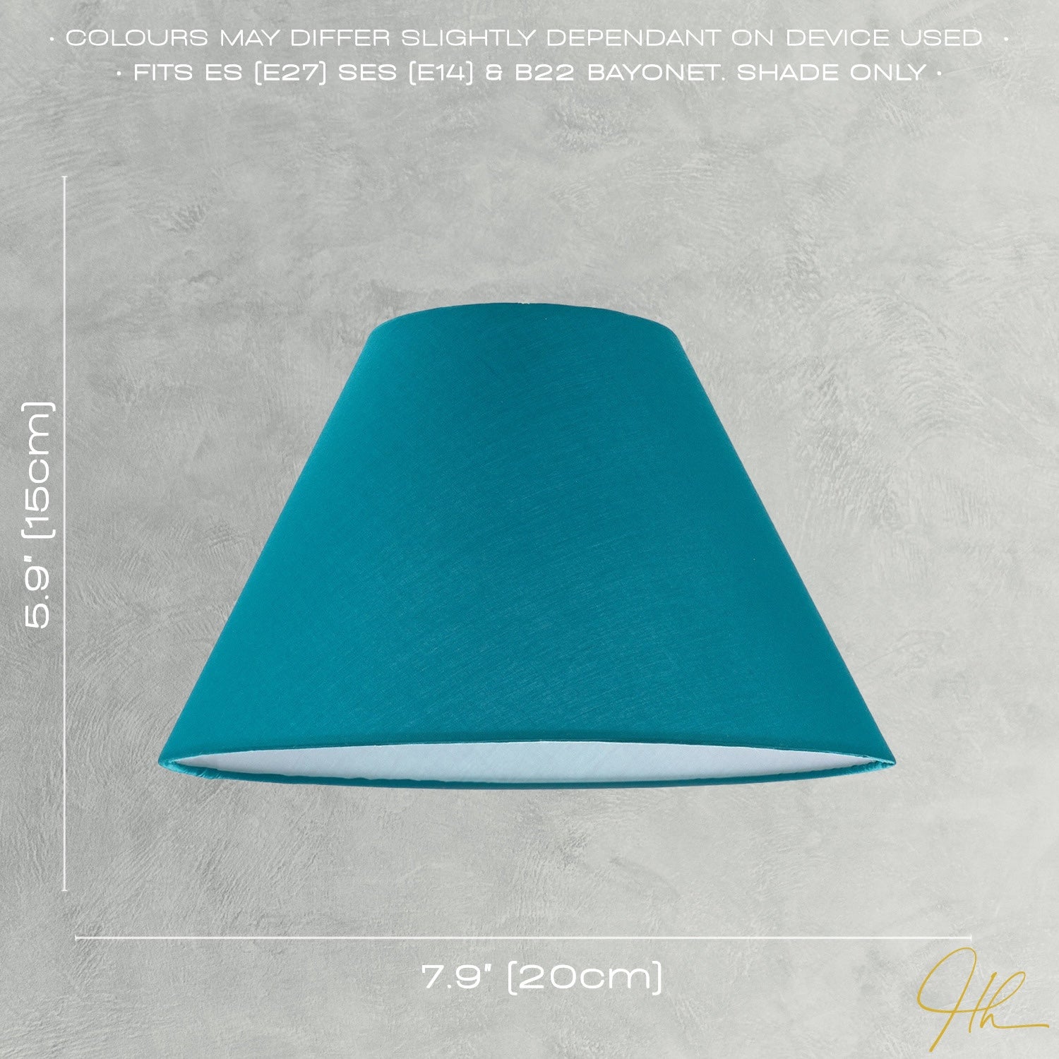 Traditional 8 Inch Vivid Teal Cotton Fabric Coolie Lamp Shade Image 5