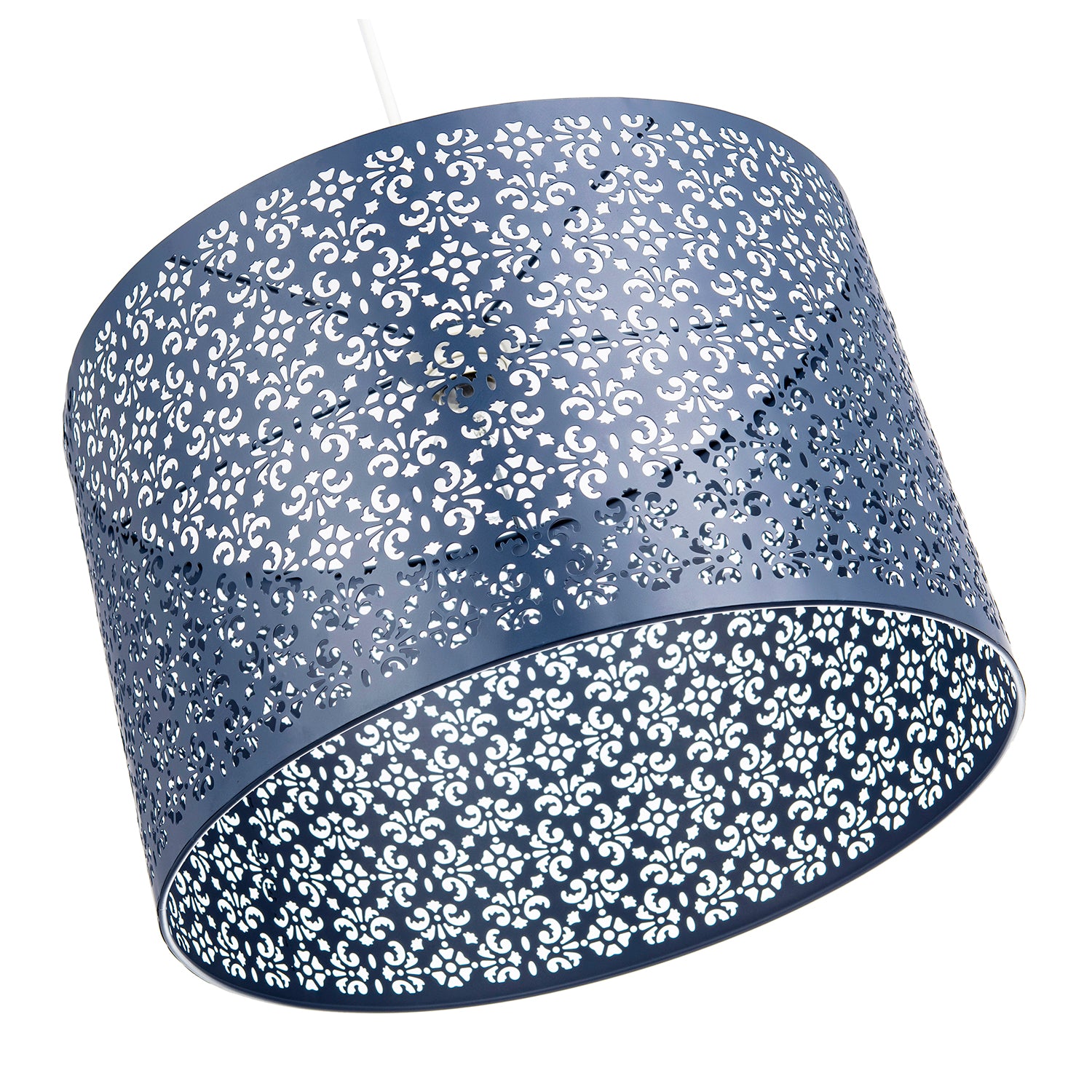 Moroccan Designed Large Midnight Blue Pendant Shade with Floral Decor Image 5