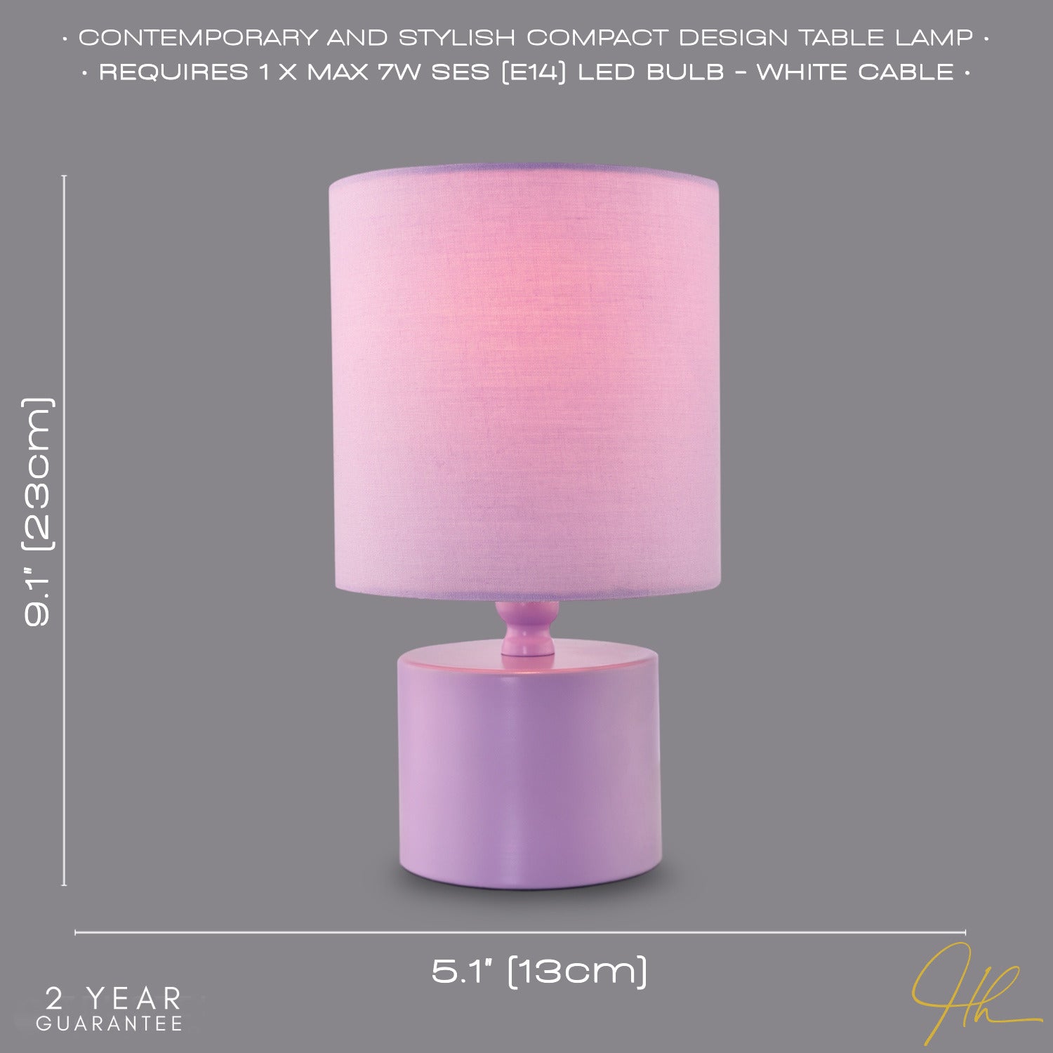 Modern Soft Lilac Glossy Table Lamp with Cotton Fabric Drum Shade Image 6
