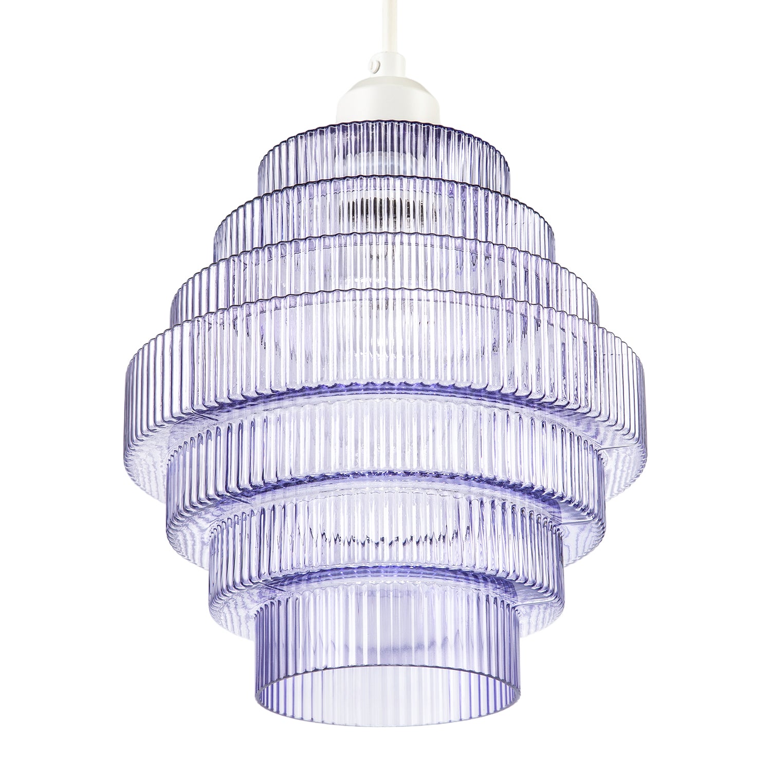 Tiered Stepped Design Smoked Lavender Glass Pendant Ceiling Lamp Shade Image 4