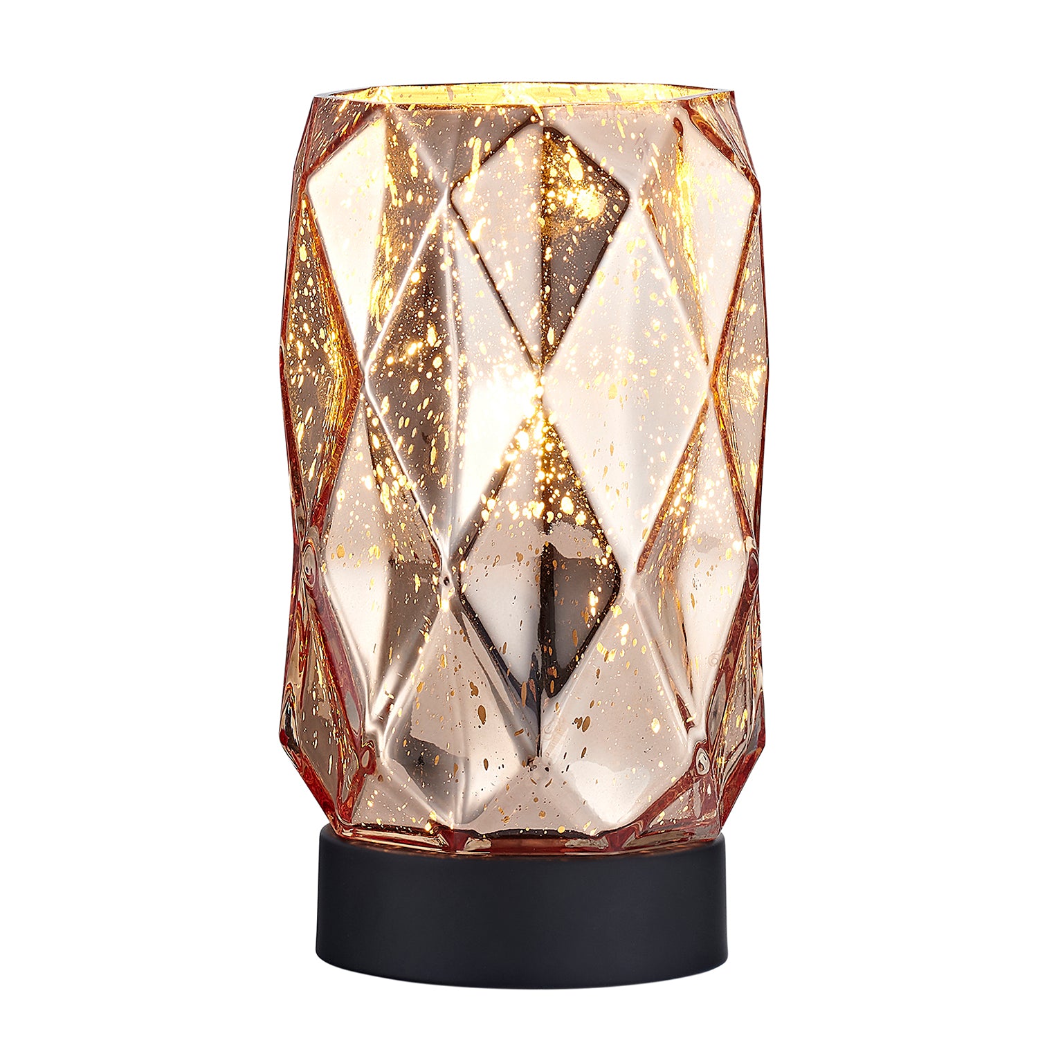 Modern and Unique Copper Geometric Glass Table Lamp with Crackle Effect - 21cm Image 2