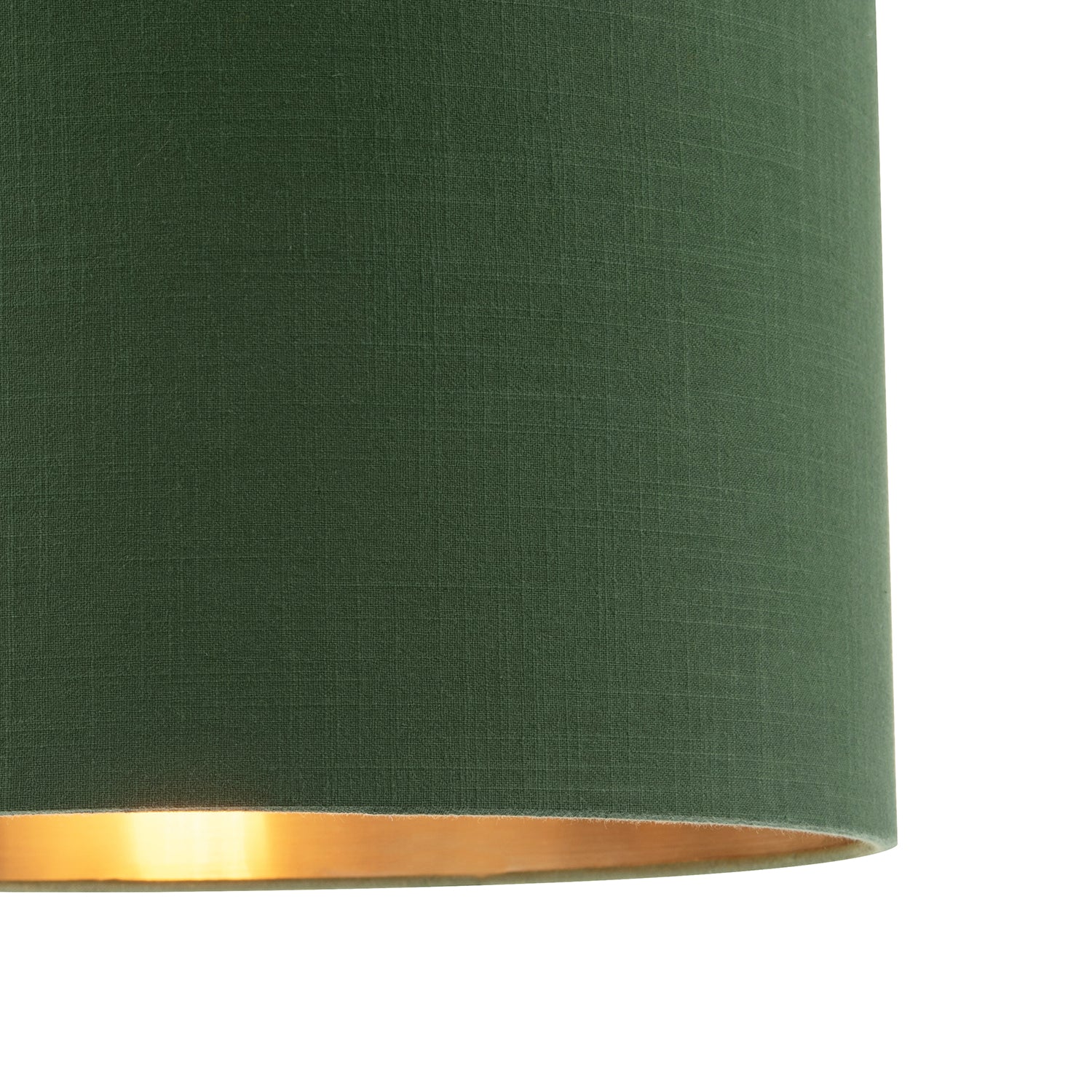 Modern Forest Green Cotton Lamp Shade with Brushed Gold Inner Lining Image 3