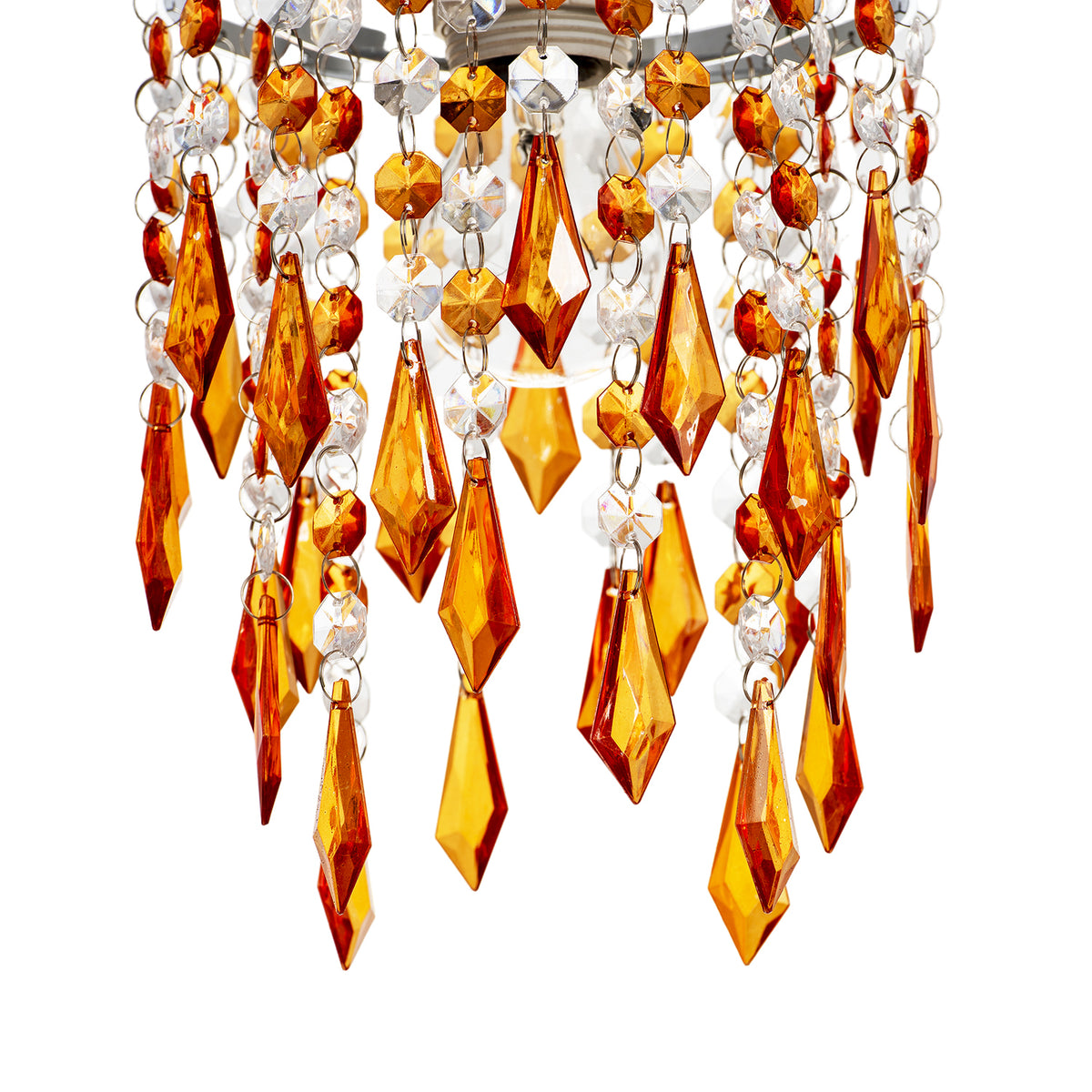 Modern Waterfall Pendant Shade with Clear and Orange Acrylic Drops Image 5