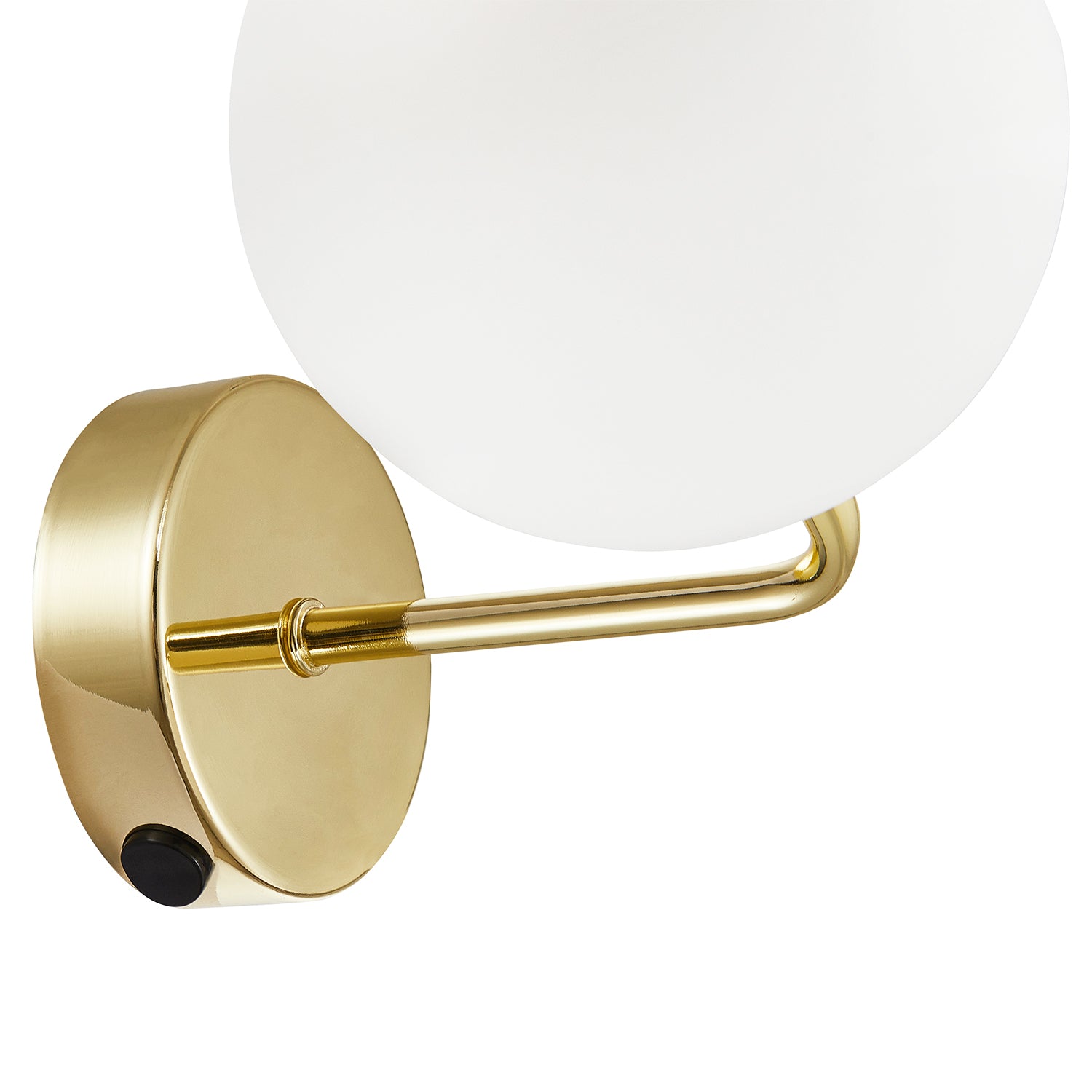 Contemporary Chic Polished Gold Wall Light with Opal White Globe Glass Shade Image 3