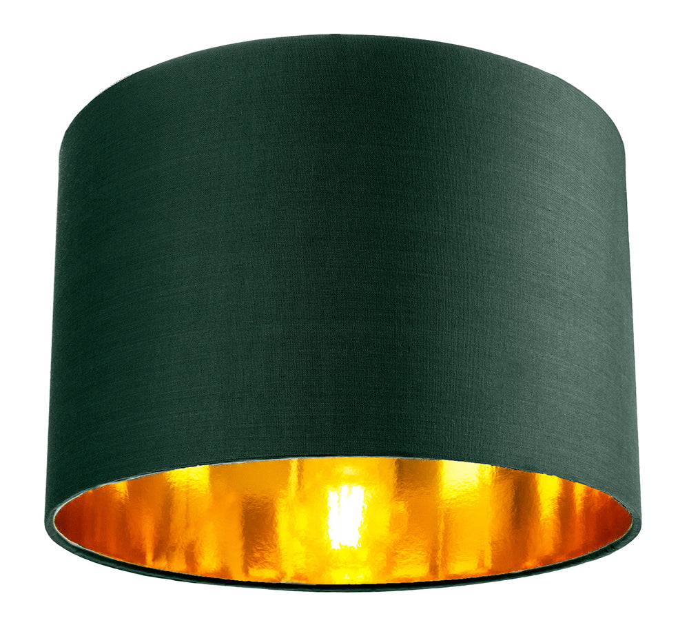 Contemporary Green Cotton 12" Table/Pendant Lamp Shade with Shiny Copper Inner Image 1