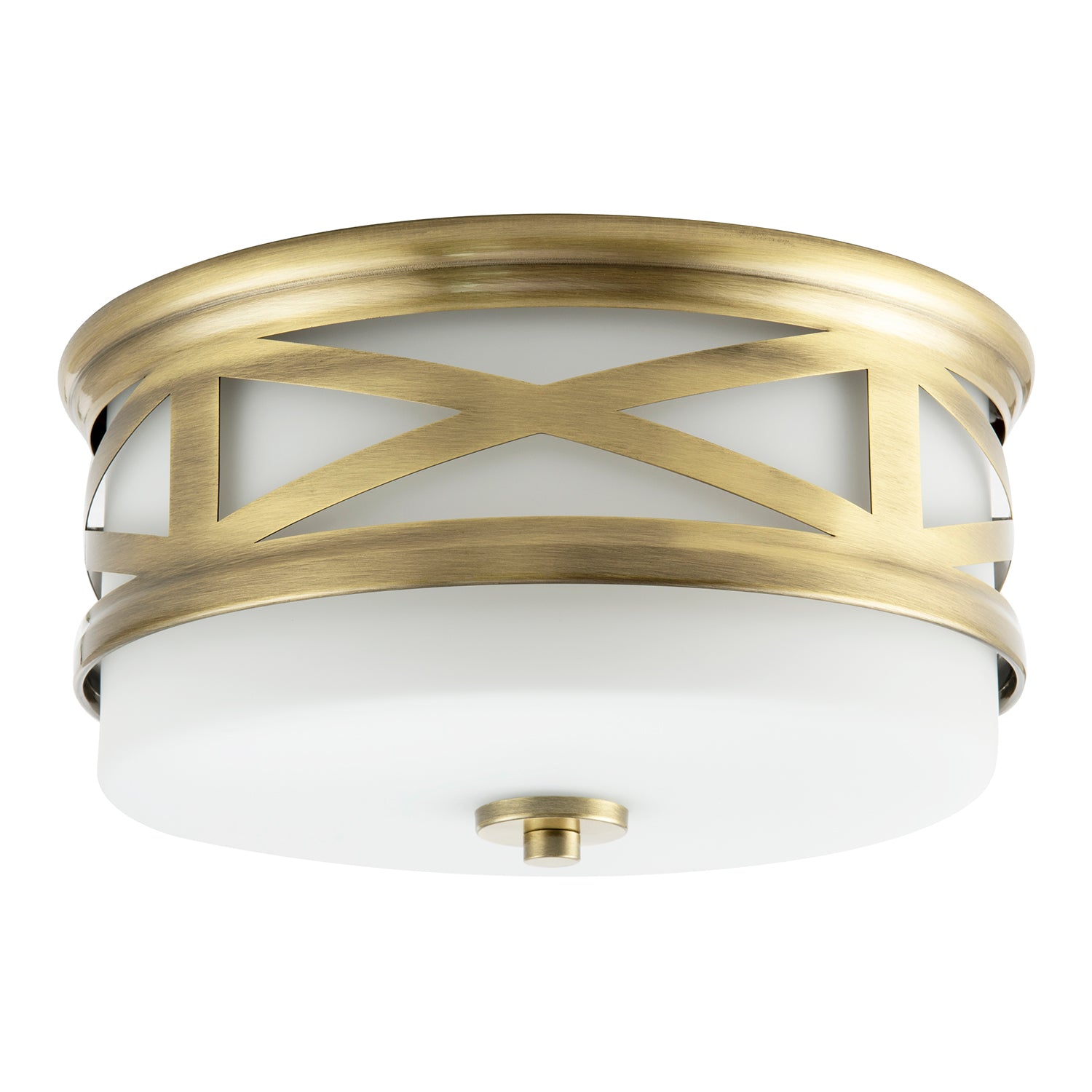 Vintage Classic Bathroom Flush Ceiling Light Fitting in Antique Brass Image 1