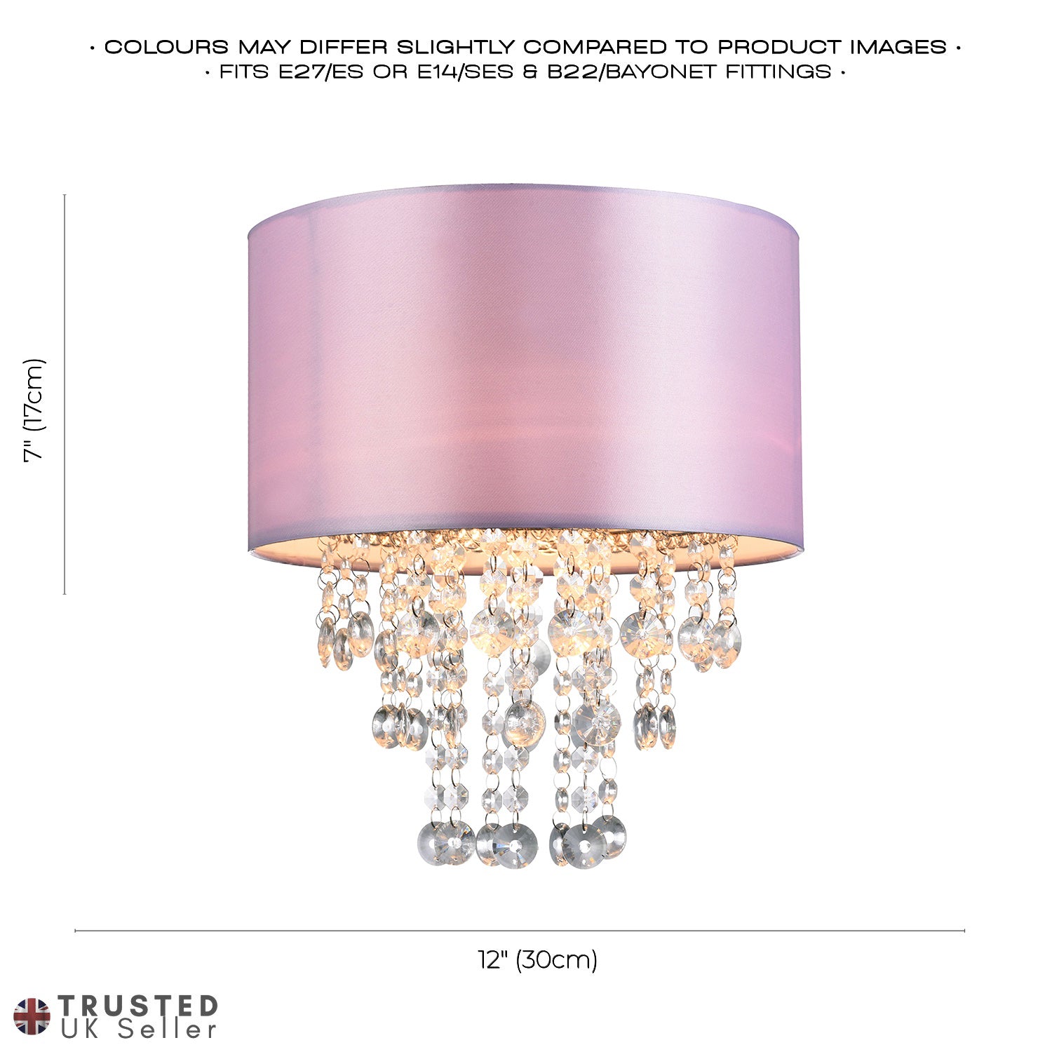 Modern Lilac Satin Fabric Pendant Light Shade with Transparent Acrylic Droplets Image 7