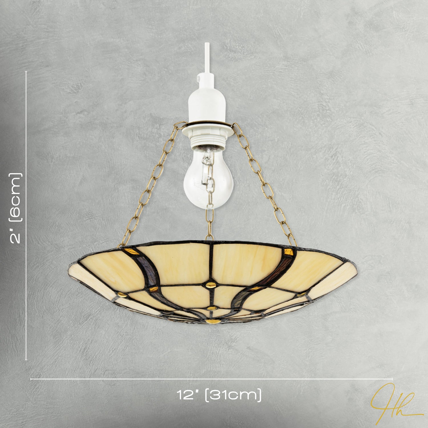 Amber Toned Circular Tiffany Stained Glass Pendant Ceiling Light Shade Image 7