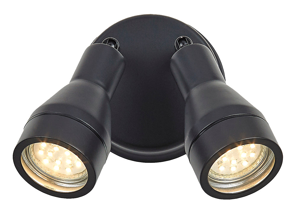 Outdoor IP44 Adjustable Double Spot Wall Light in Matt Black Image 2