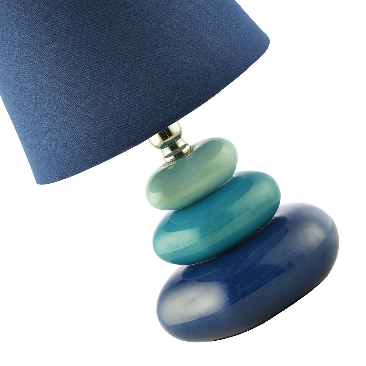 Ceramic Pebble Table Lamp with Midnight Blue Teal and Duck Egg Colours Image 3