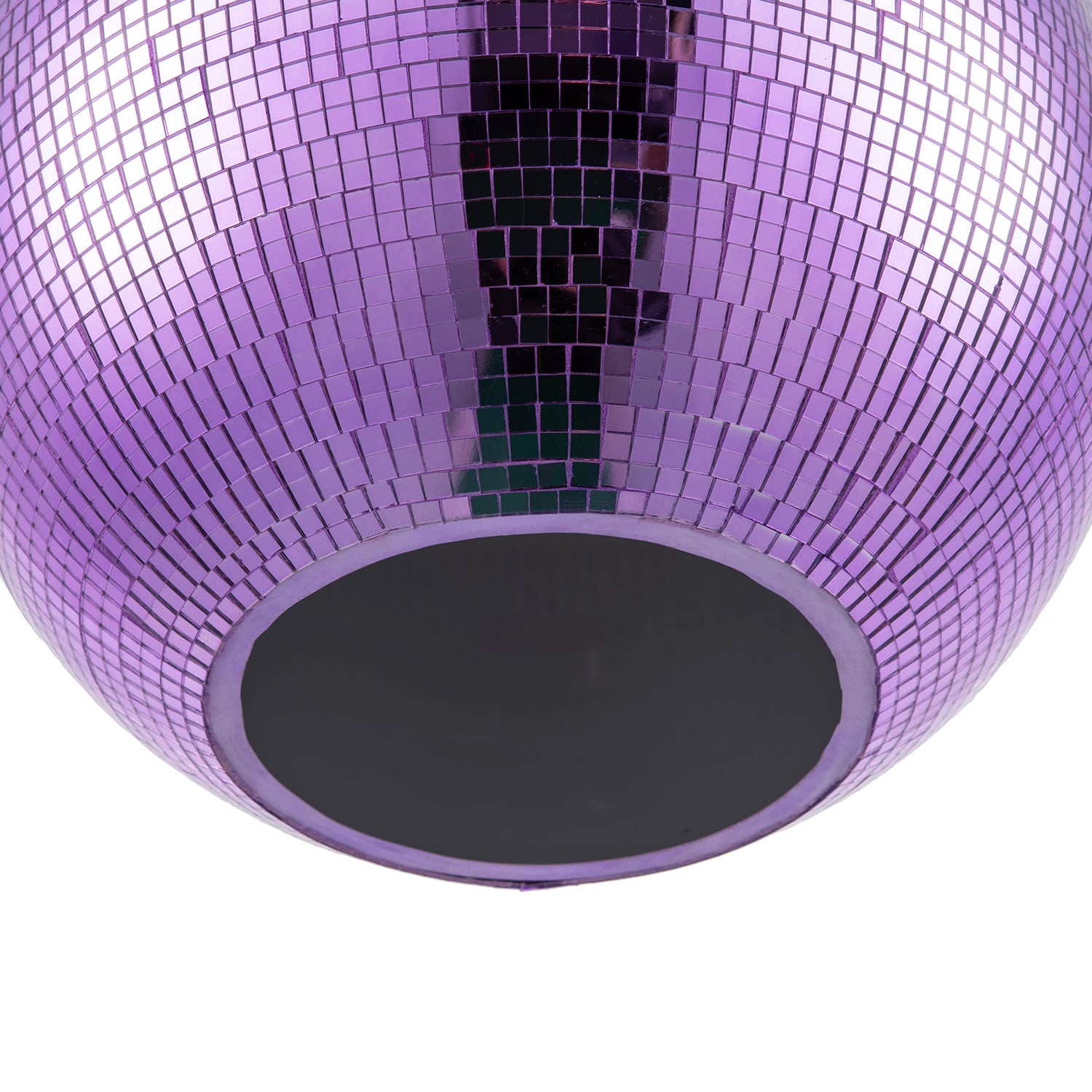 Shiny Disco Mosaic Ball in Vibrant Purple Mirrored Tiled Retro Style Image 4