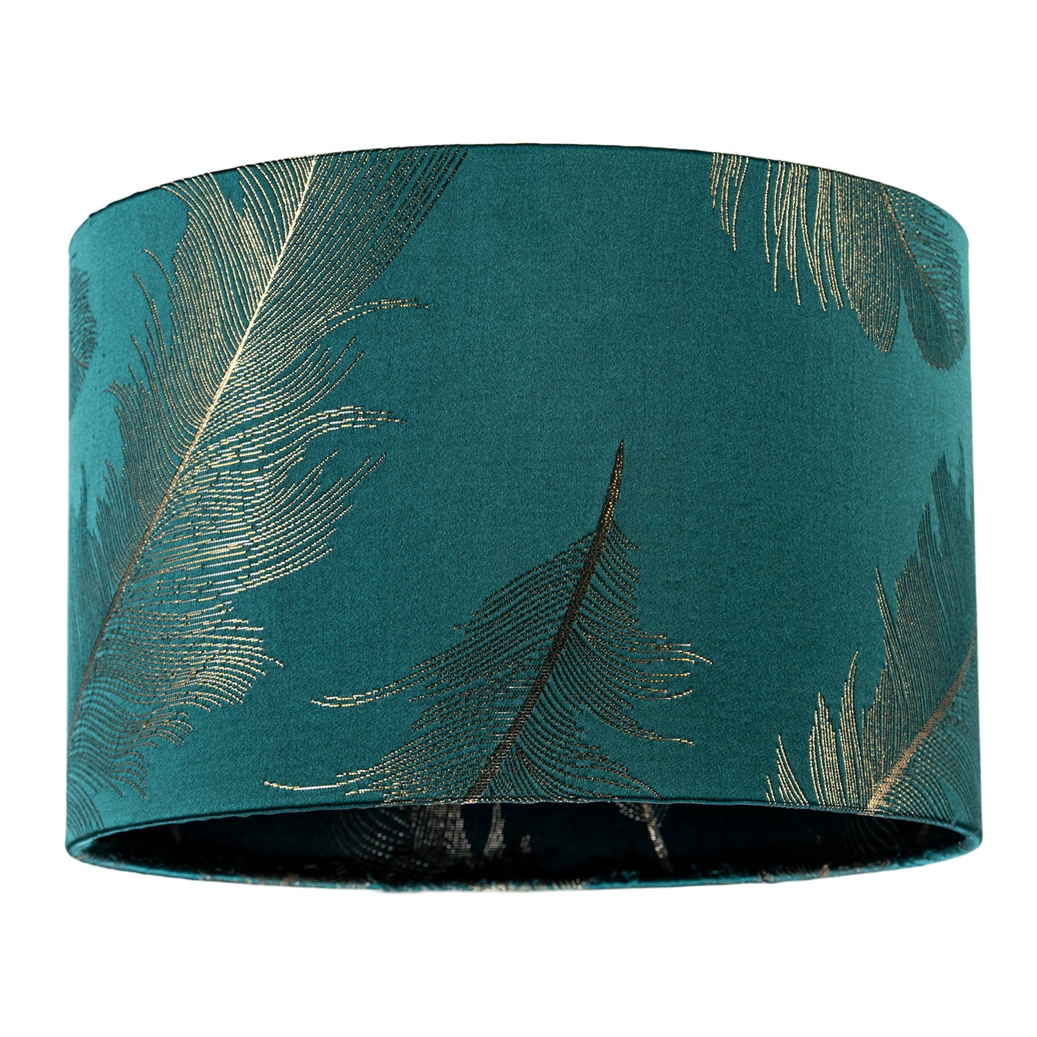 Dark Emerald Green Cotton Jacquard Shade with Gold Foil Fern Design Image 1