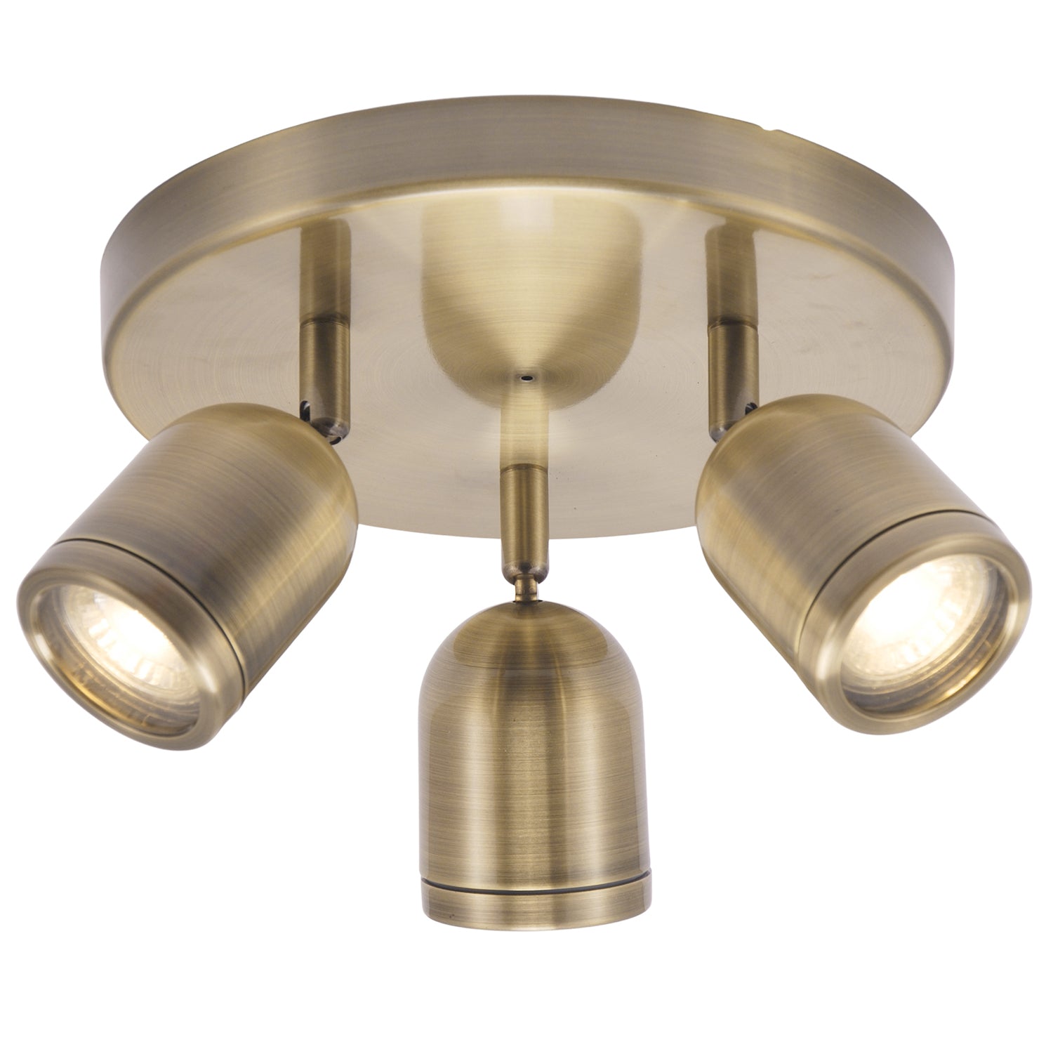 Modern Triple Spot IP44 Antique Brass Bath Ceiling Light with Adjustable Heads Image 3
