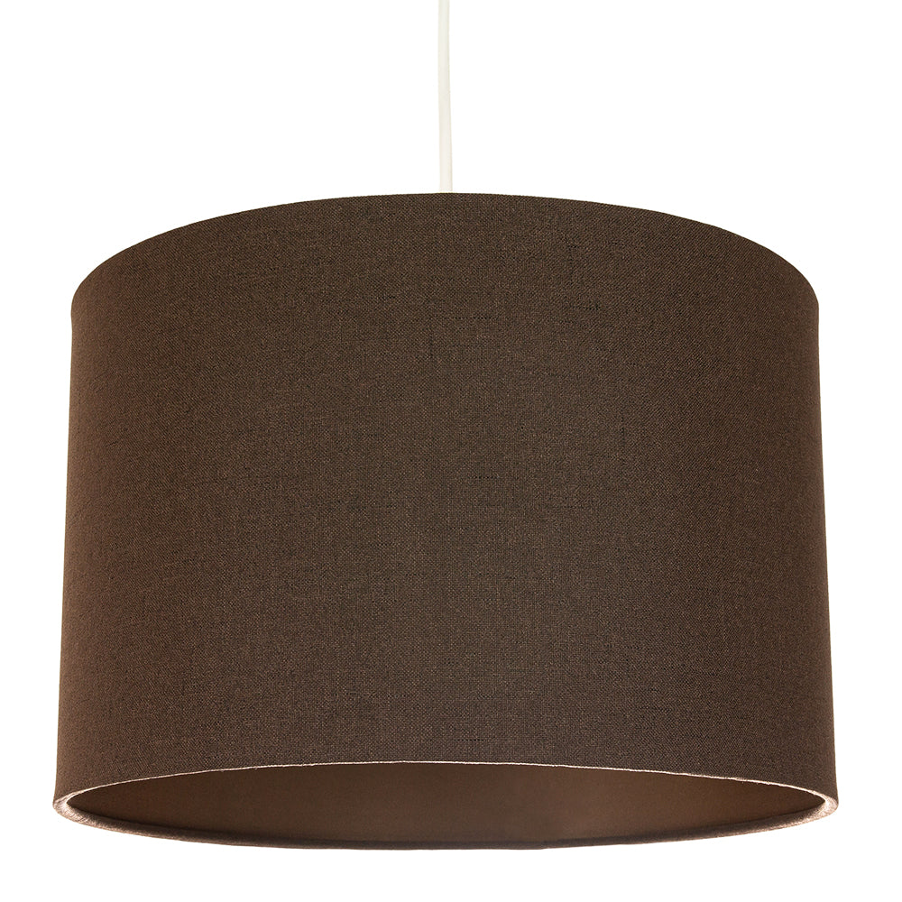 Contemporary and Sleek Brown Textured Linen Fabric Drum Lamp Shade 60w Maximum Image 2